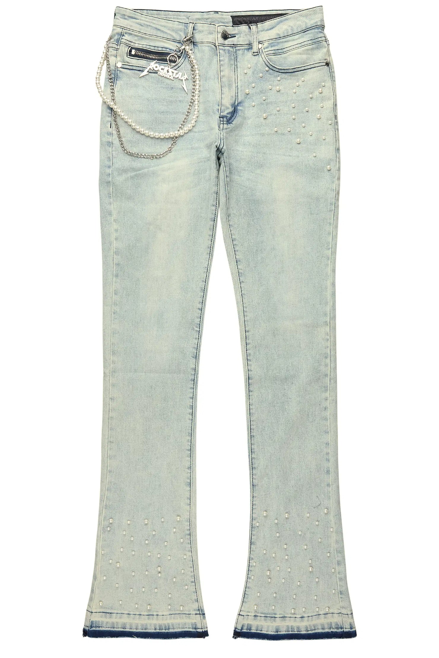 Zayvon Light Blue Stacked Flare Jean