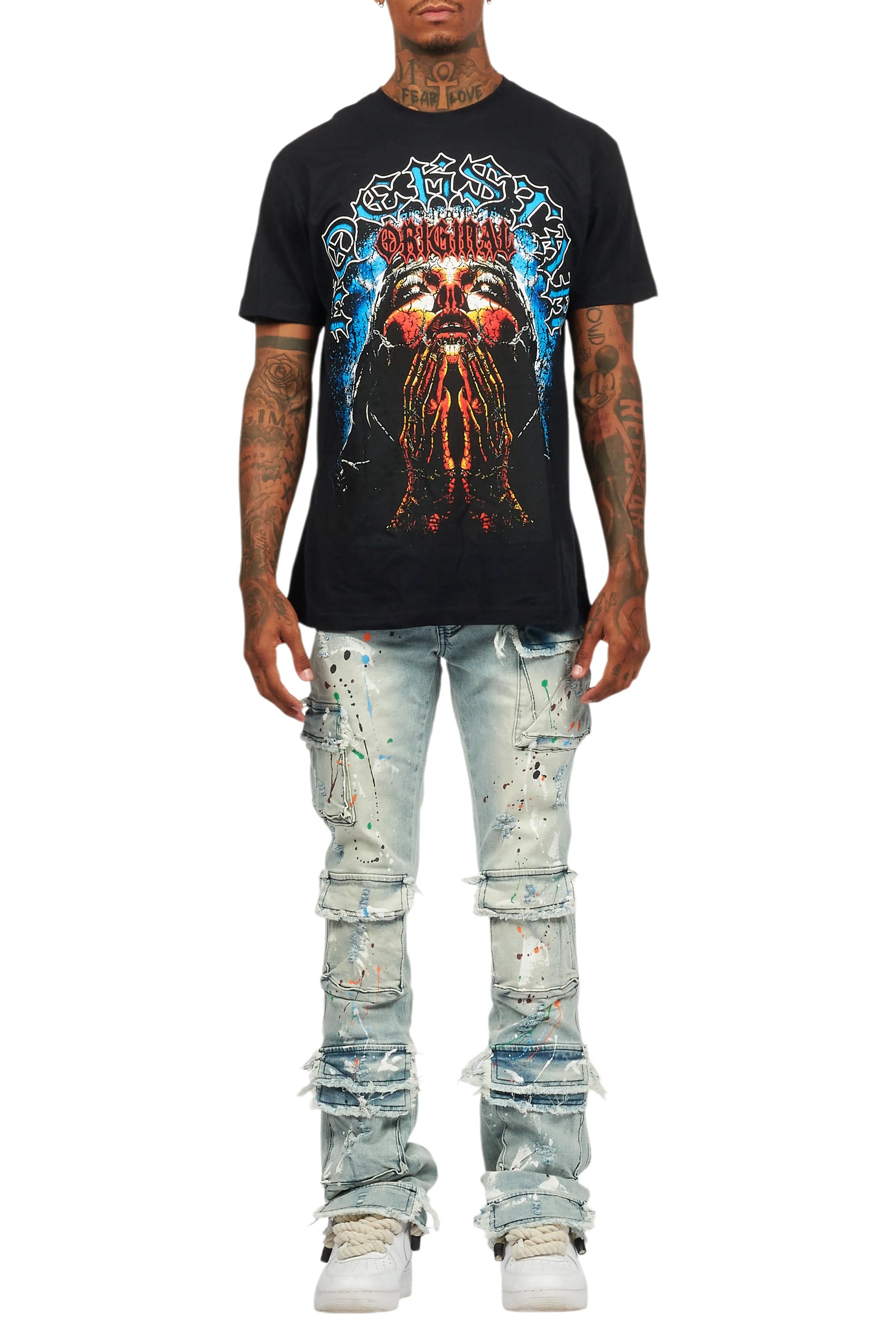 Dallan Black/Blue T-Shirt/Stacked Flare Jean Bundle