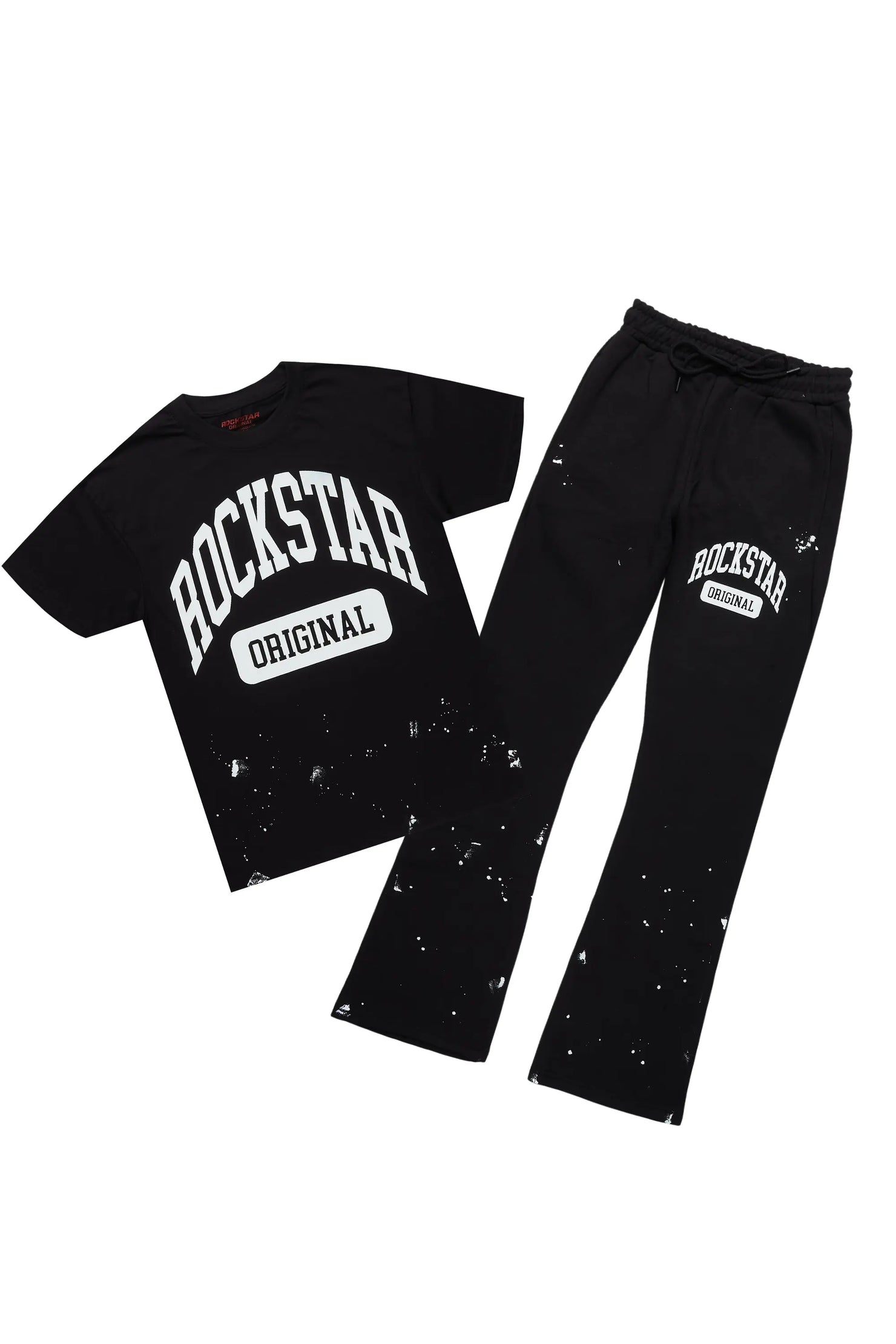 Rainer Black T-Shirt/Stacked Track Pant Set