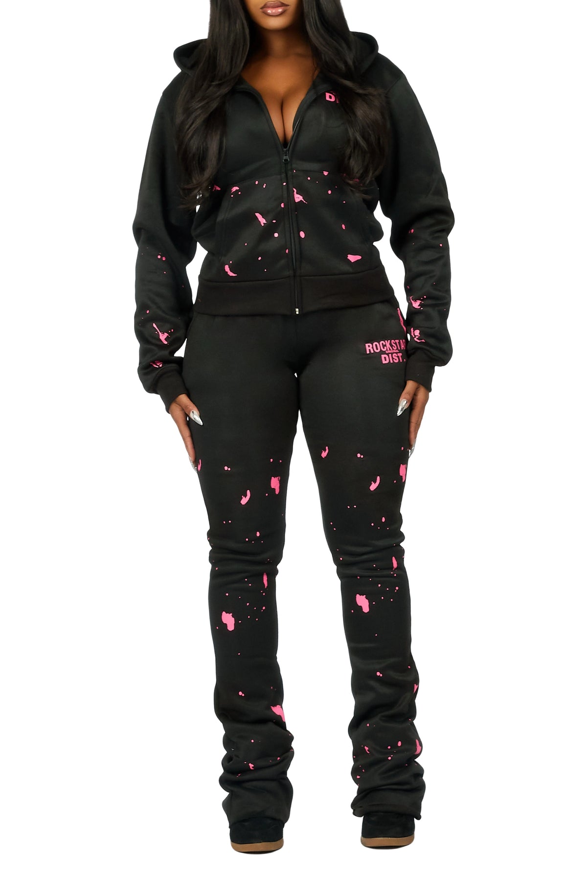 Halloway Black/Pink Zip Up Super Stacked Trackset