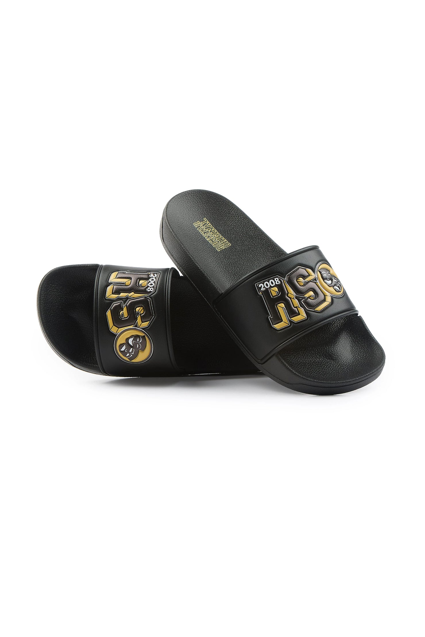 Boys Leslaw Black/Yellow Slides