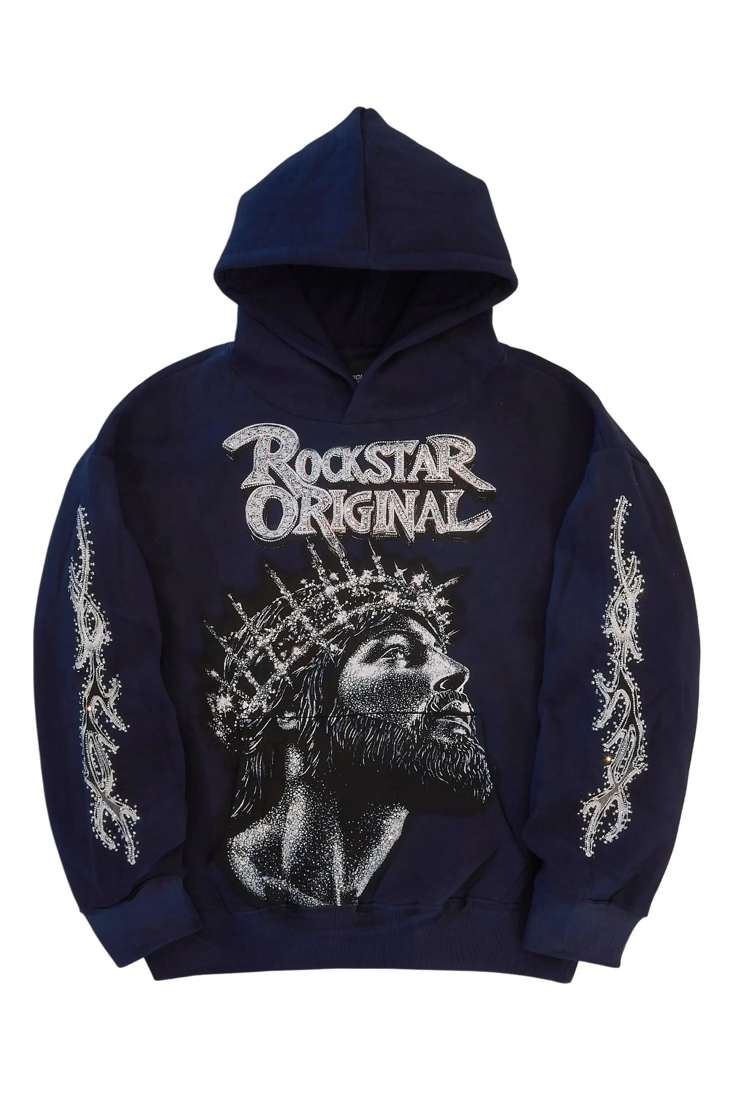 Darius Navy Rhinestone Oversized Hoodie