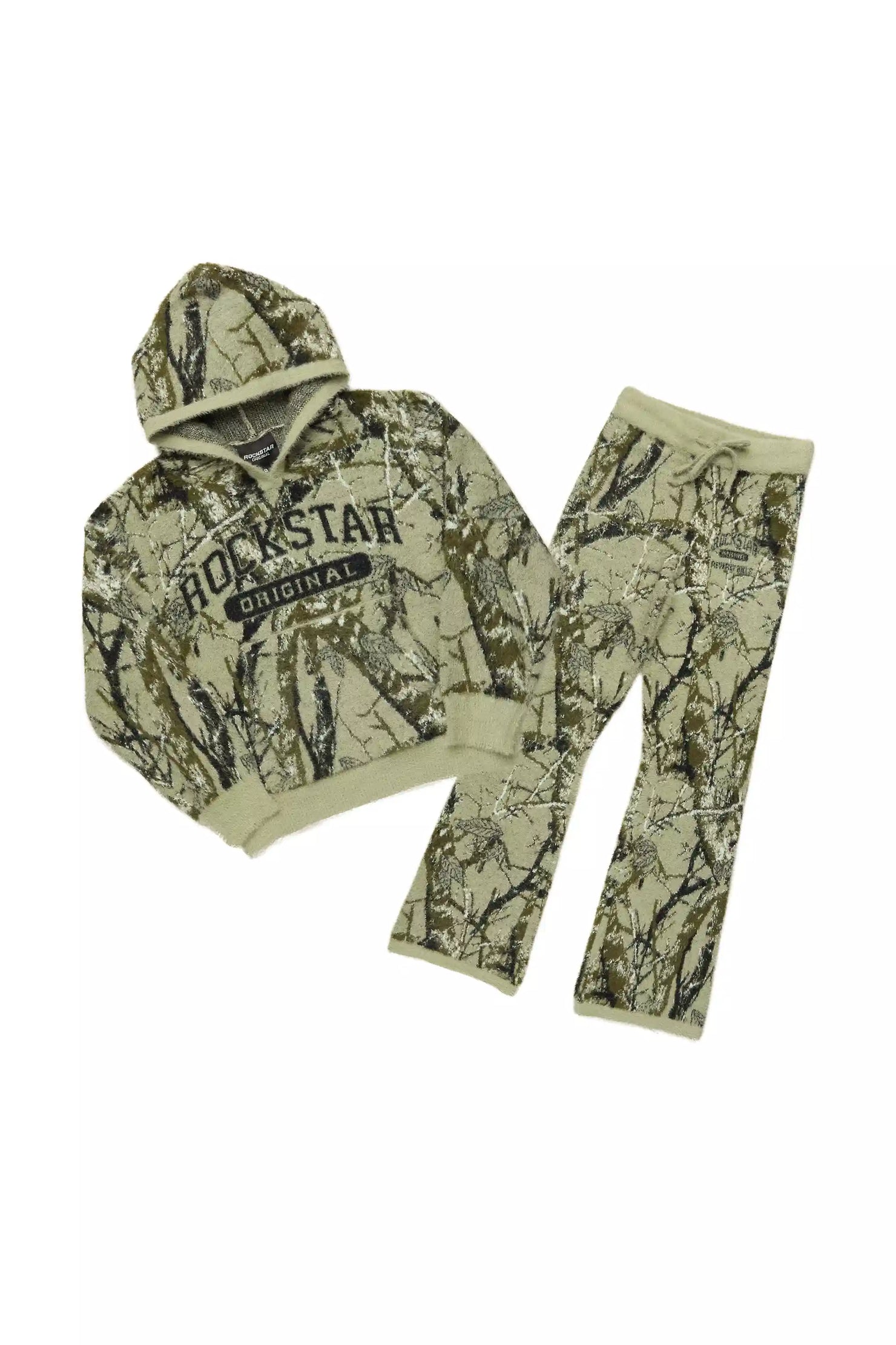 Boys Member Tree Camo Stacked Flare Knitted Mohair Track Set