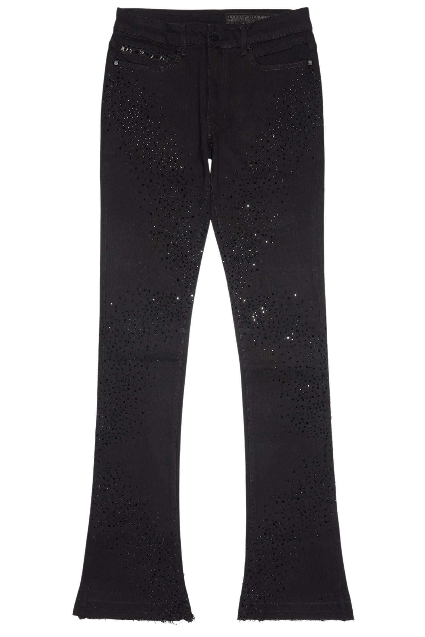 Carti Black Rhinestone Stacked Flare Jean