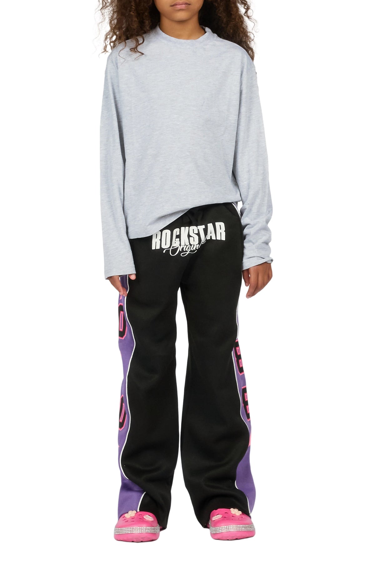 Girls Airelle Black/Purple Baggy Track Pant