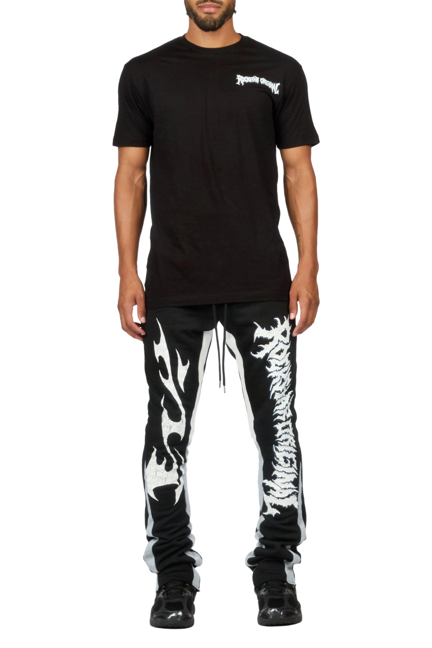 Deathrow 3.0 Black T-Shirt/Stacked Flare Pant Set
