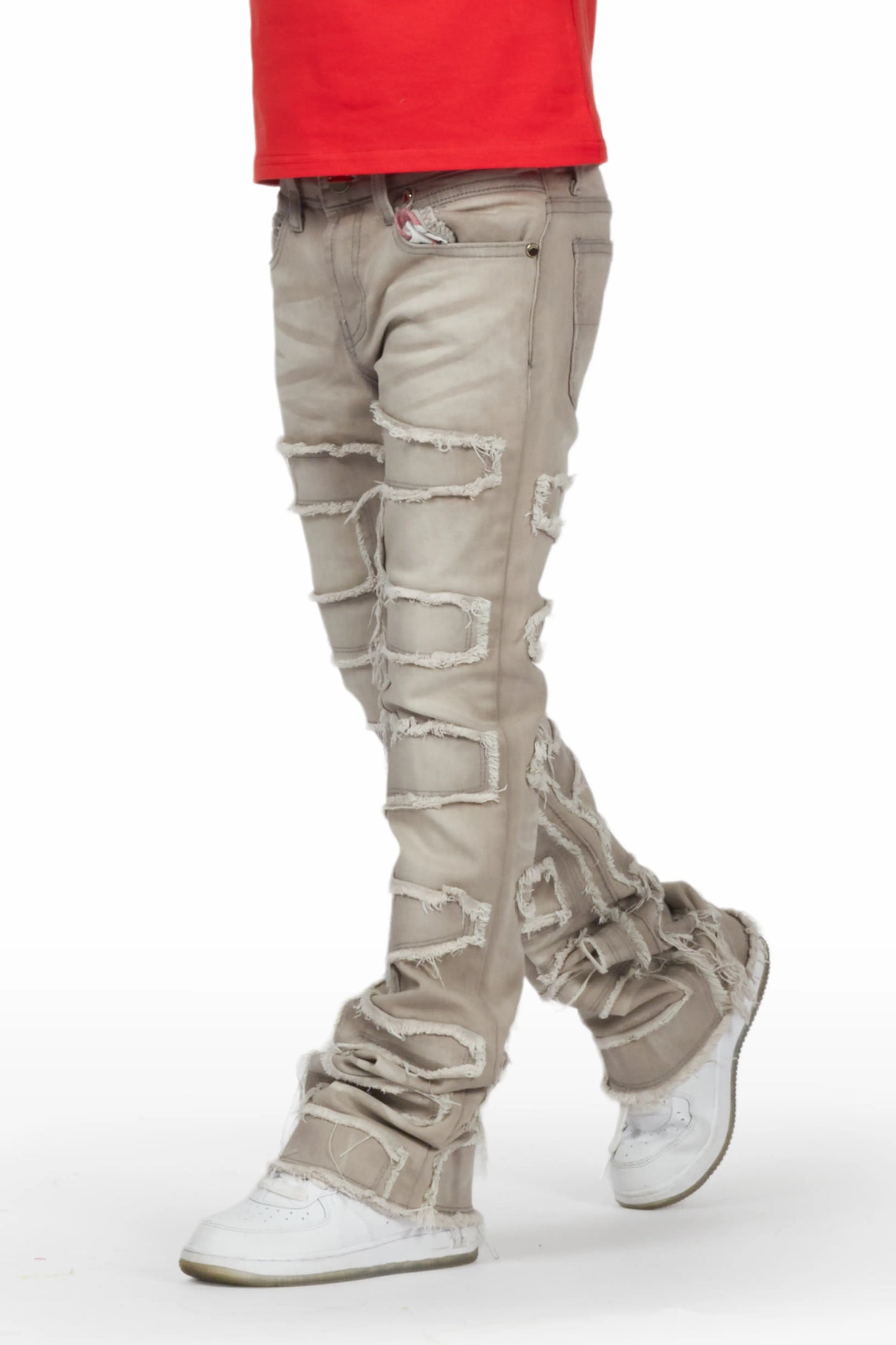 Boys Shake Grey Stacked Flare Jean