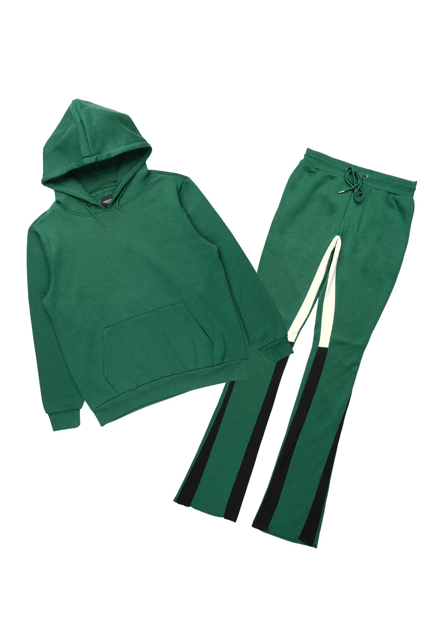 Basic Hunter Green Hoodie/Stacked Flare Track Set