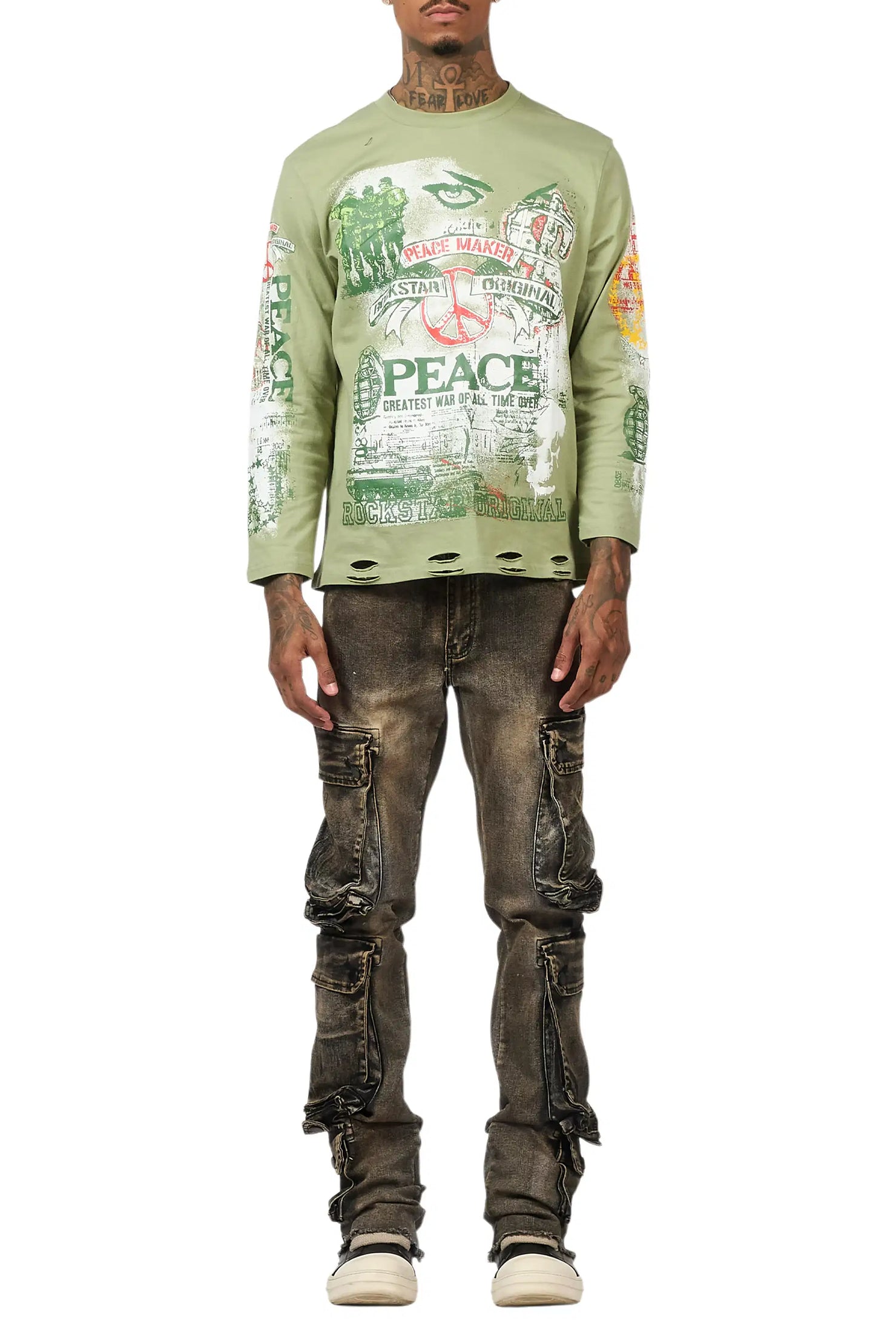 Cloudy Dark Grey Stacked Flare Jean