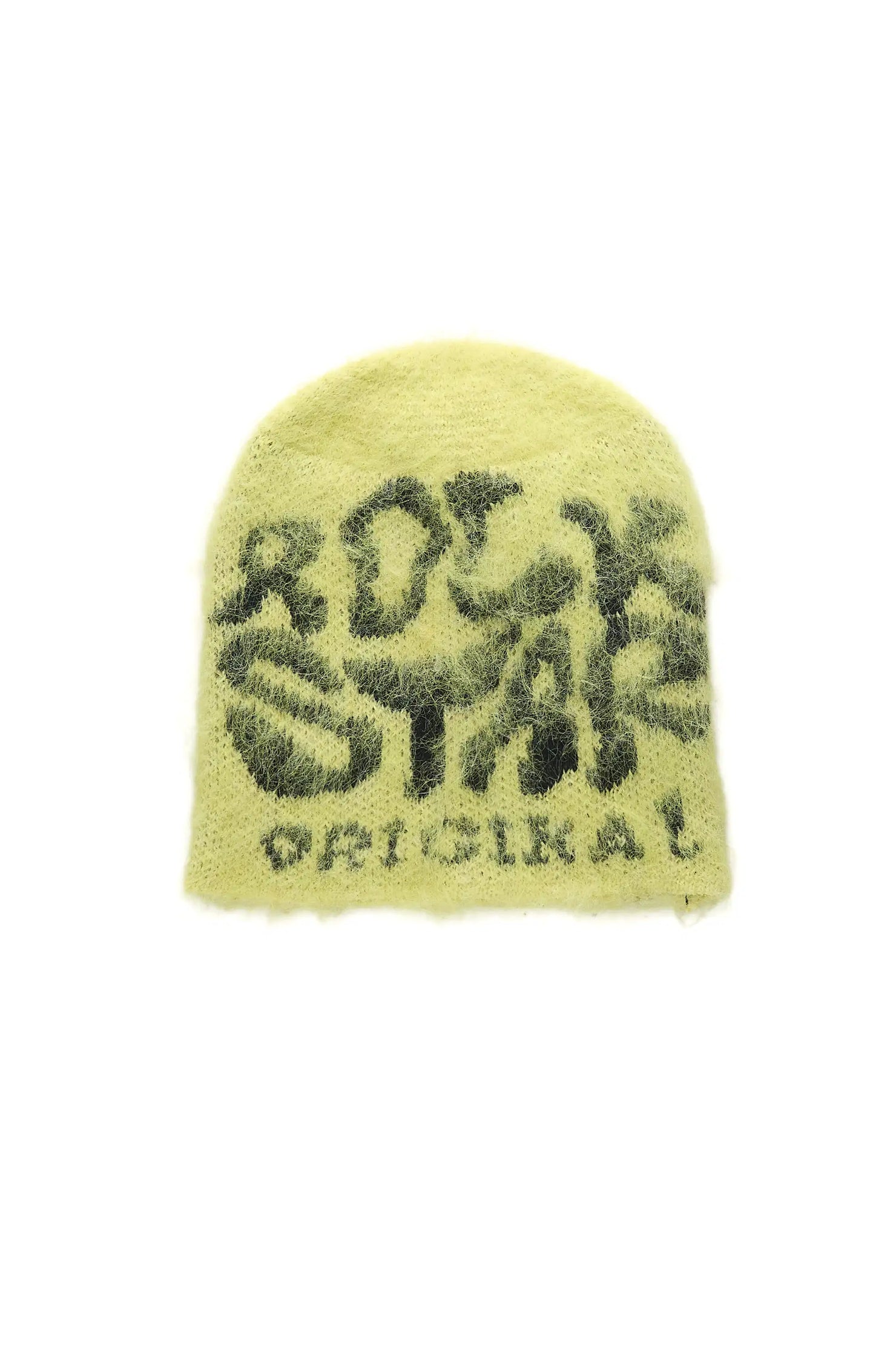 Akeya Yellow Black Knit Mohair Beanie