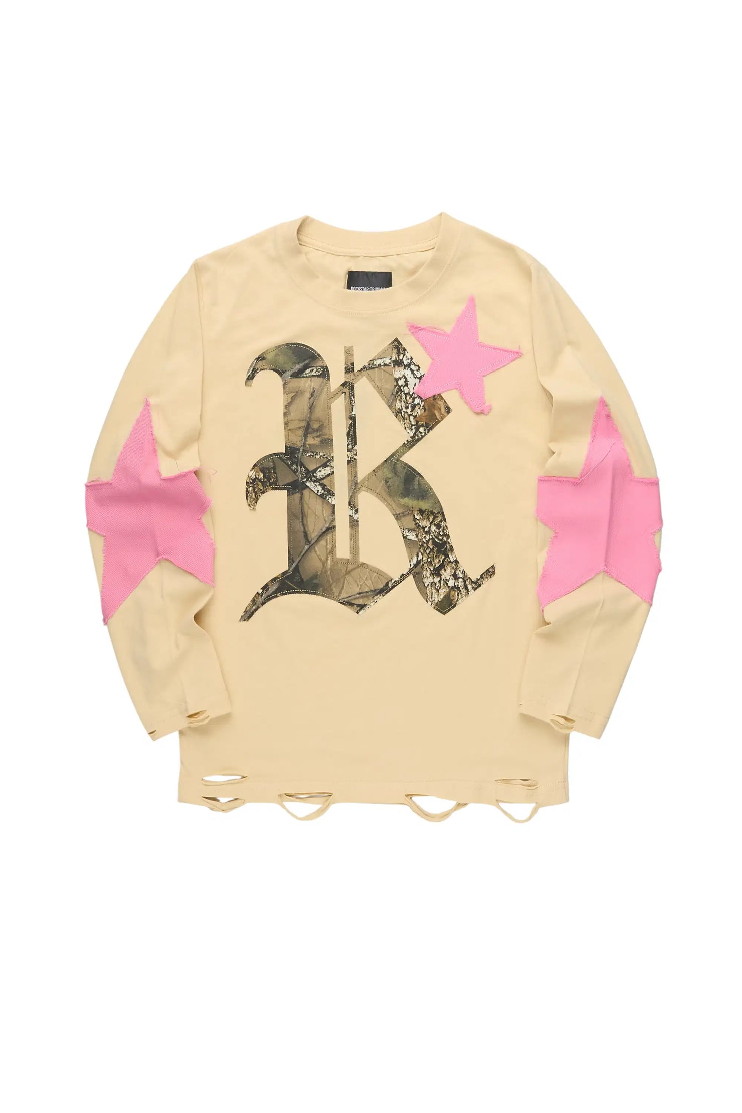 Girls Delgera Beige/Pink L/S T-Shirt