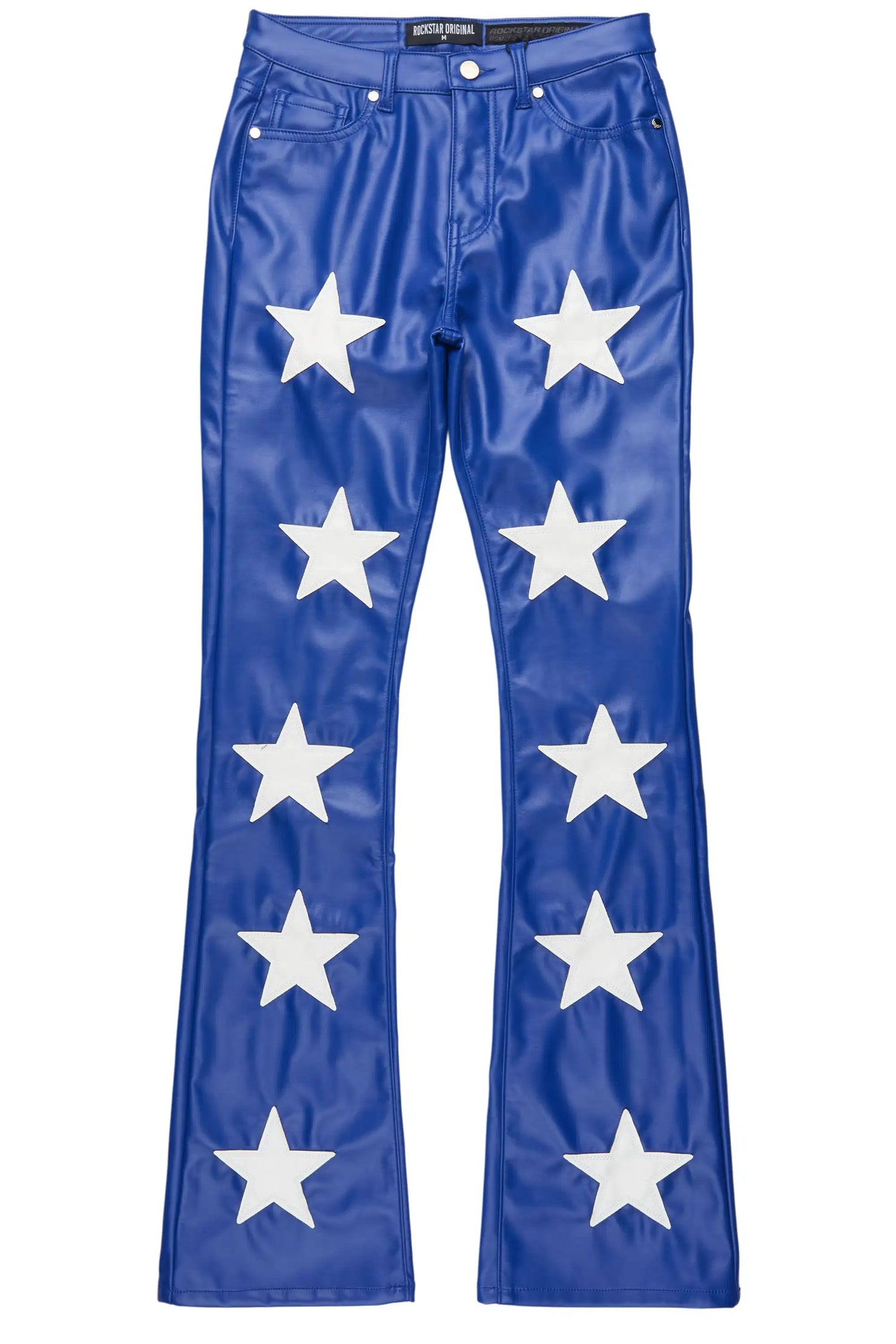 Takera Royal Blue PU Stacked Flare Pant