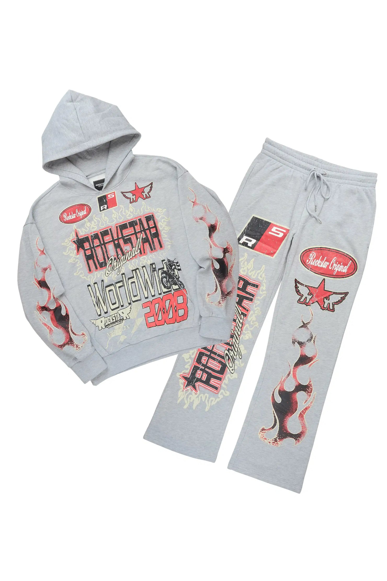 Deangelo Heather Grey Hoodie/Baggy Track Pant Set