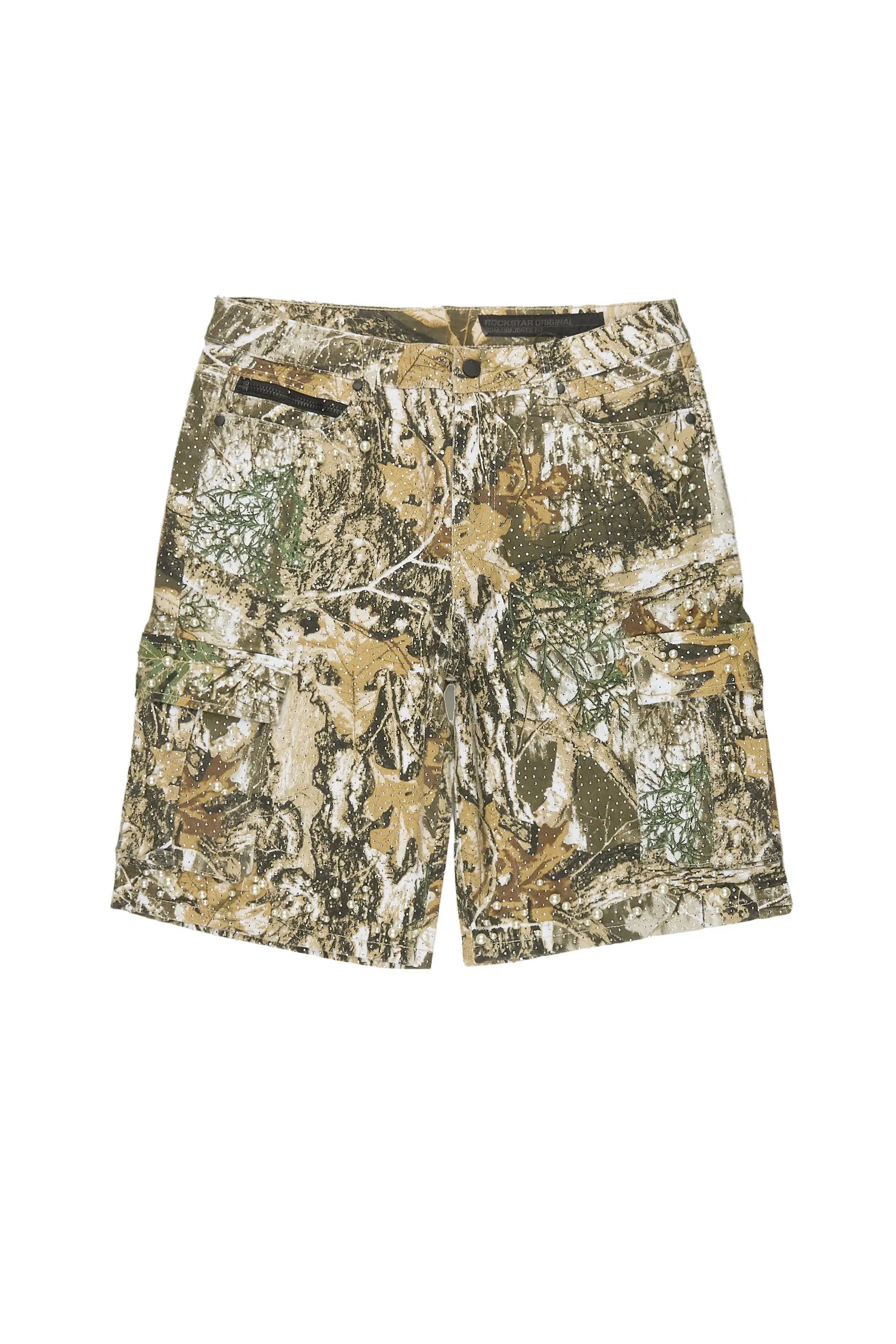 Sevyn Tree Camo Rhinestone Denim Short