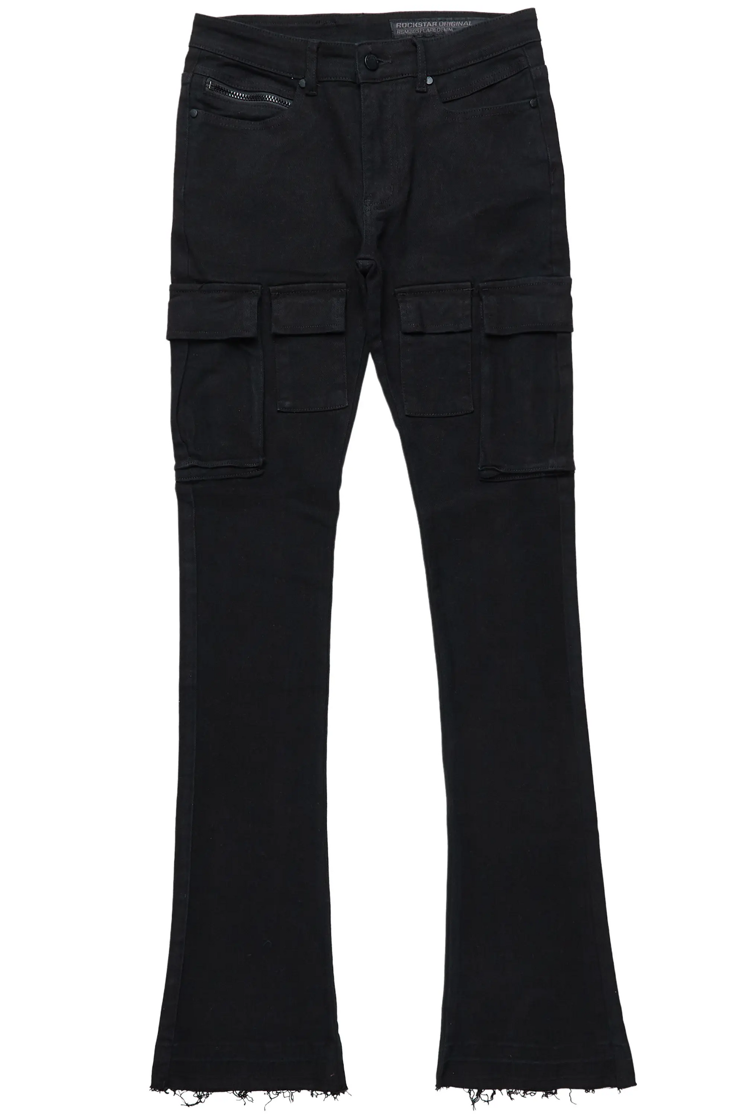 Sarg Black Cargo Stacked Flare Jean