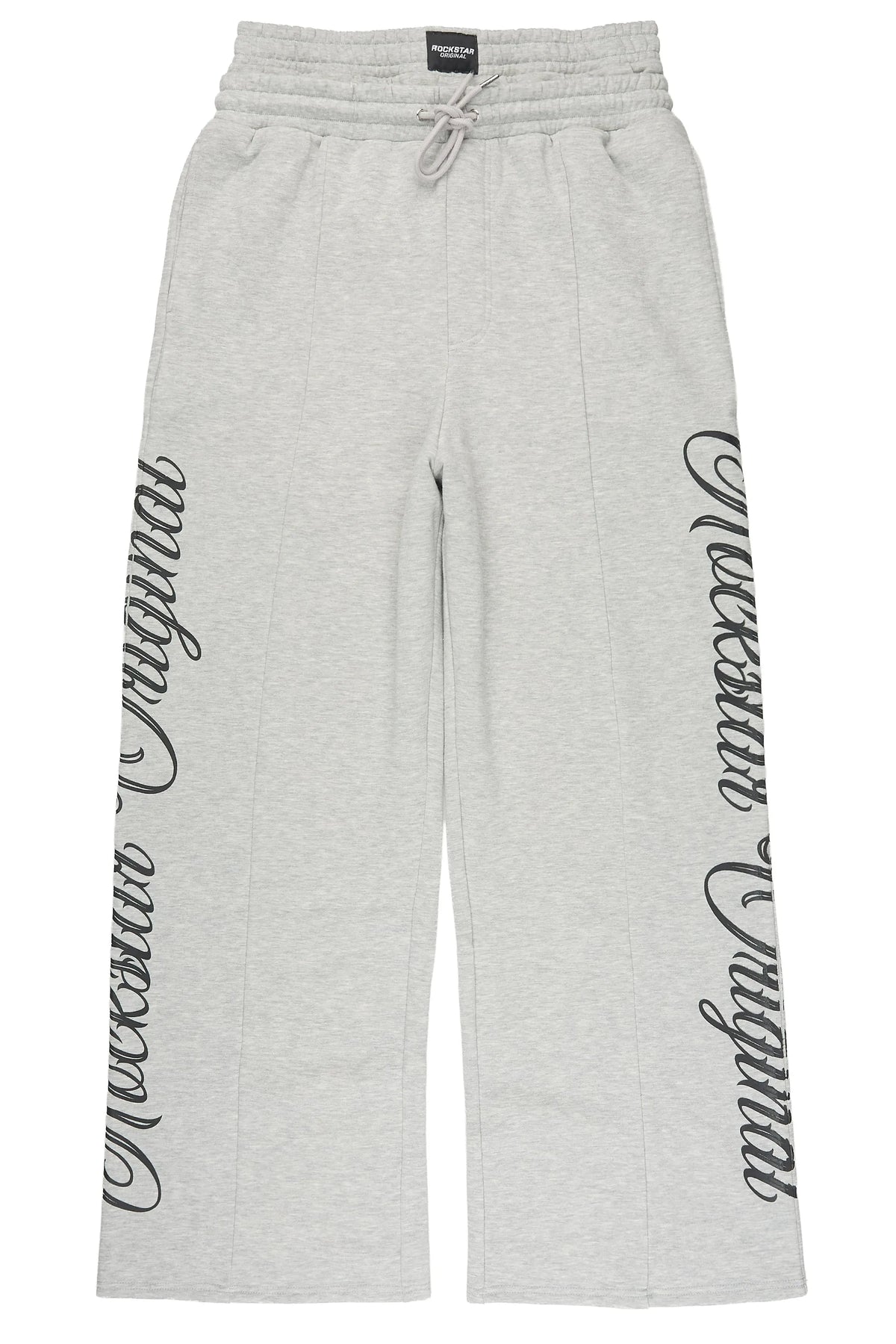 Ivola Heather Grey Double Waisted Baggy Fit Pant
