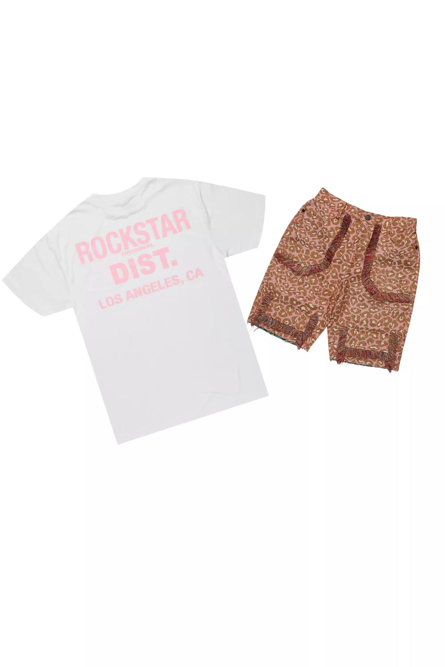 Jelissa White/Pink T-Shirt Short Set