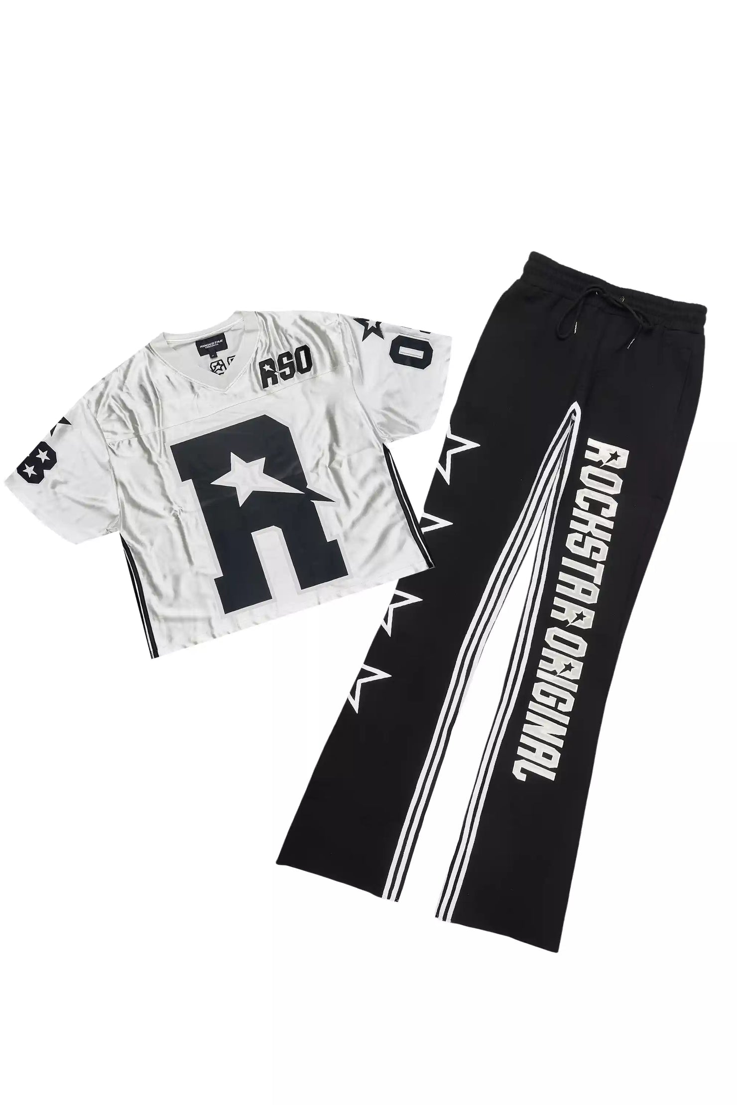 RSO 8 White T-Shirt/Baggy Stacked Track Set
