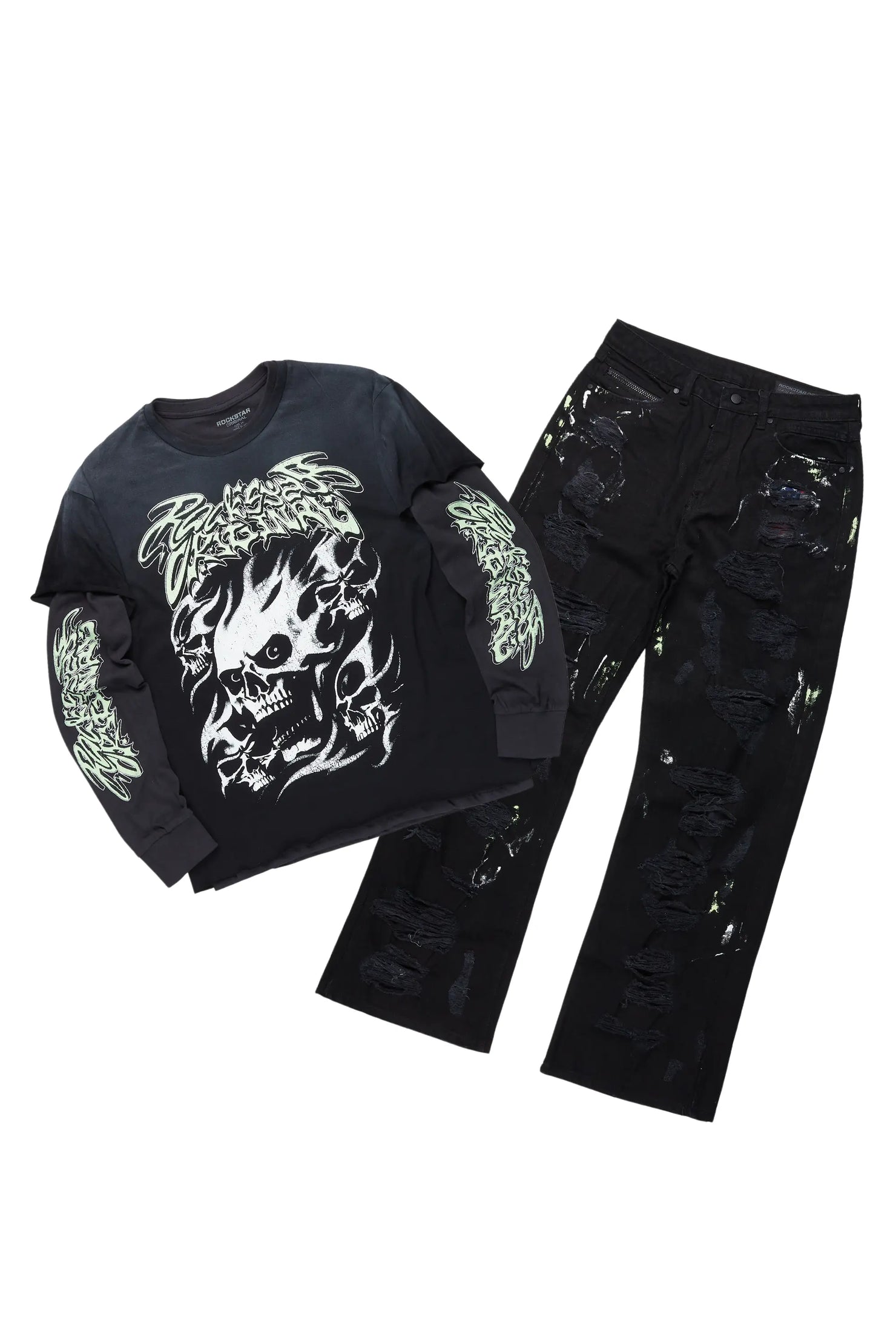Schtupp Black Double Layer T-Shirt/Baggy Fit Jean Bundle