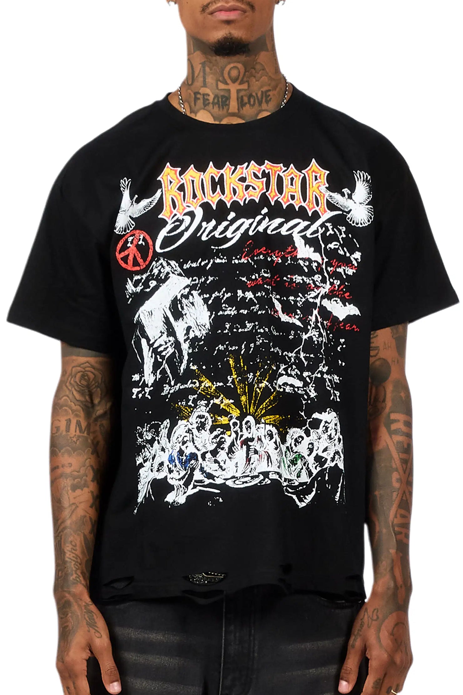 Supper Sketch Black Oversized Graphic T-Shirt