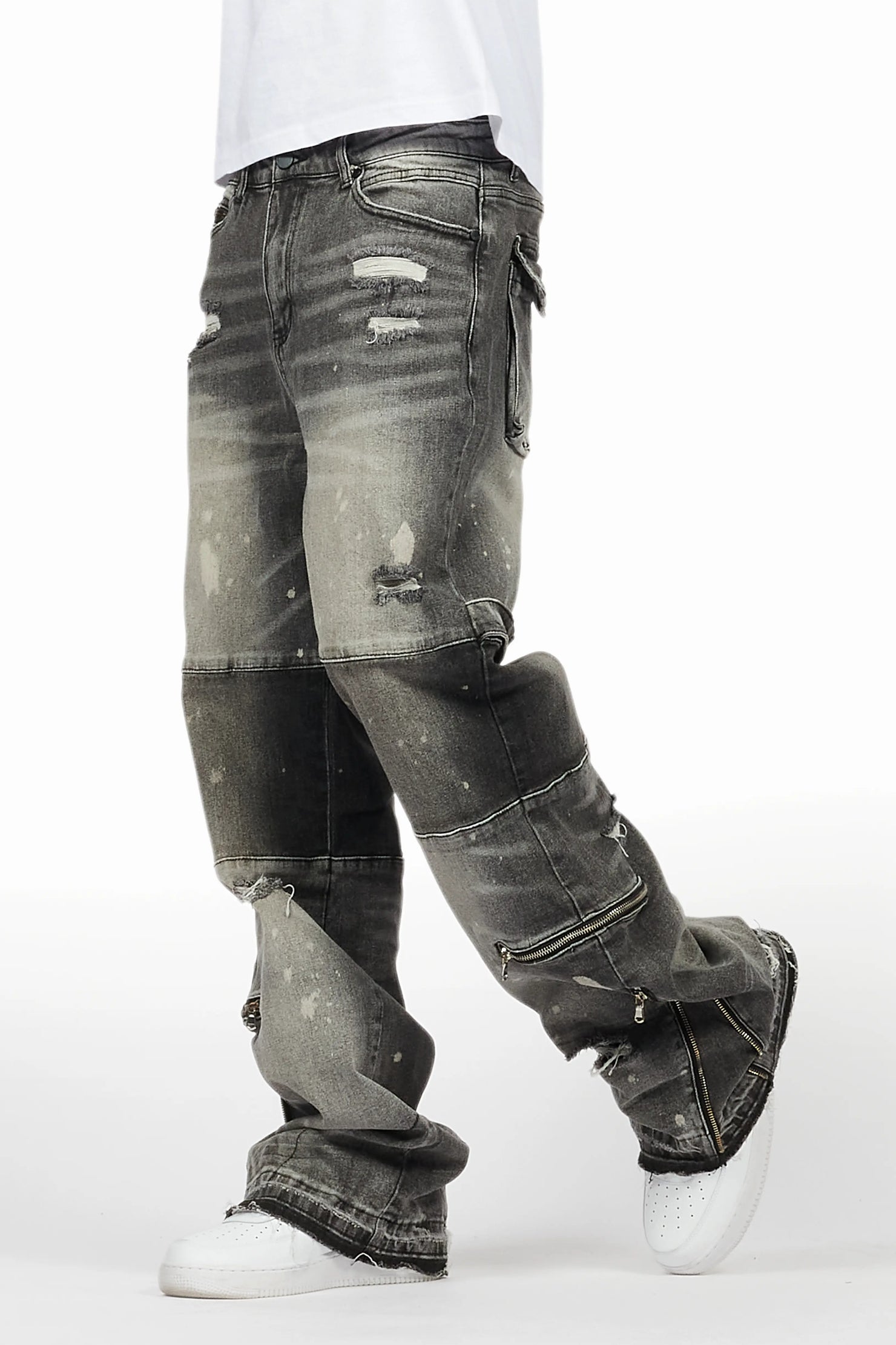 Grib Grey Bleach Baggy Jean