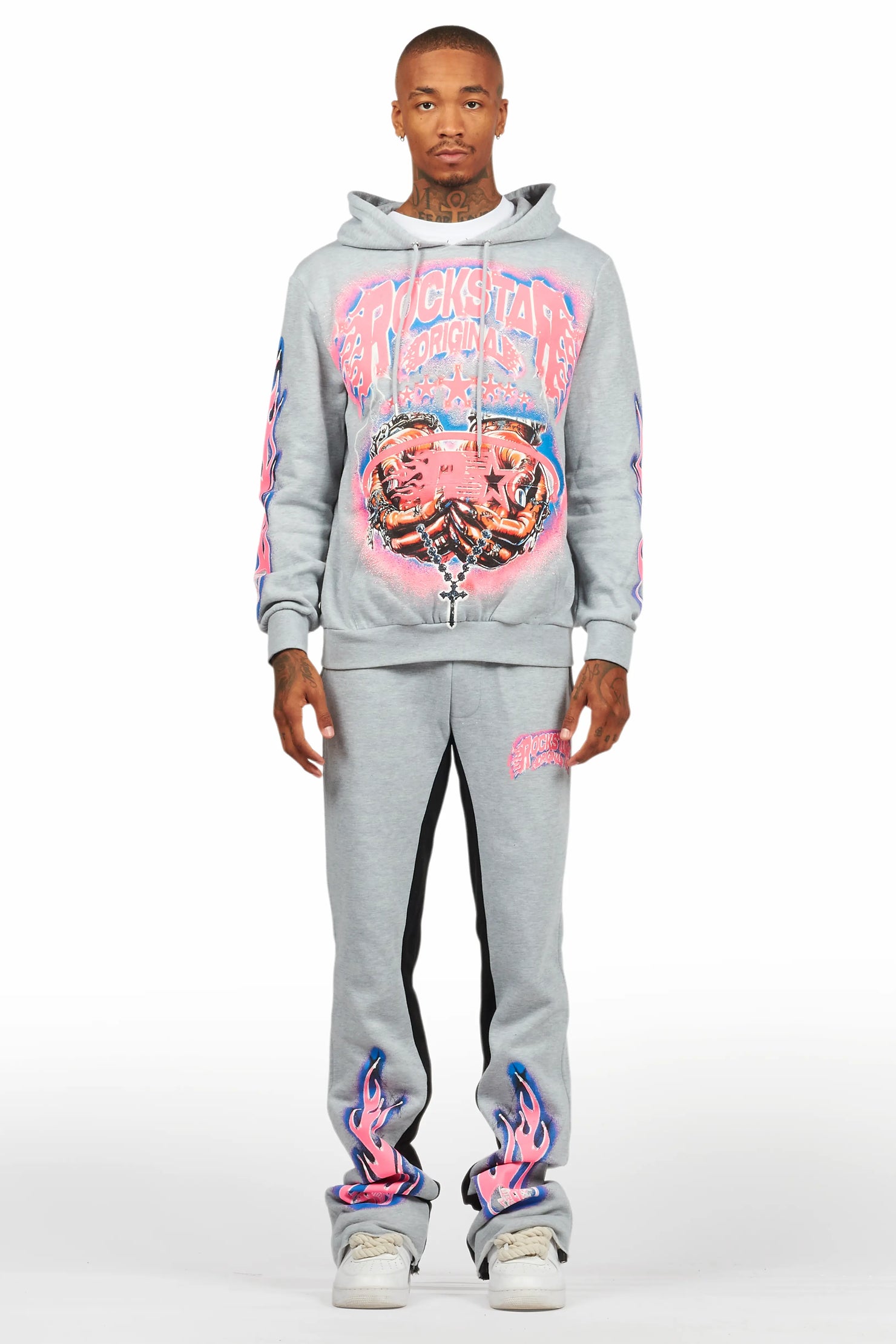 Cairo Heather Grey Hoodie/Baggy Track Pant Set