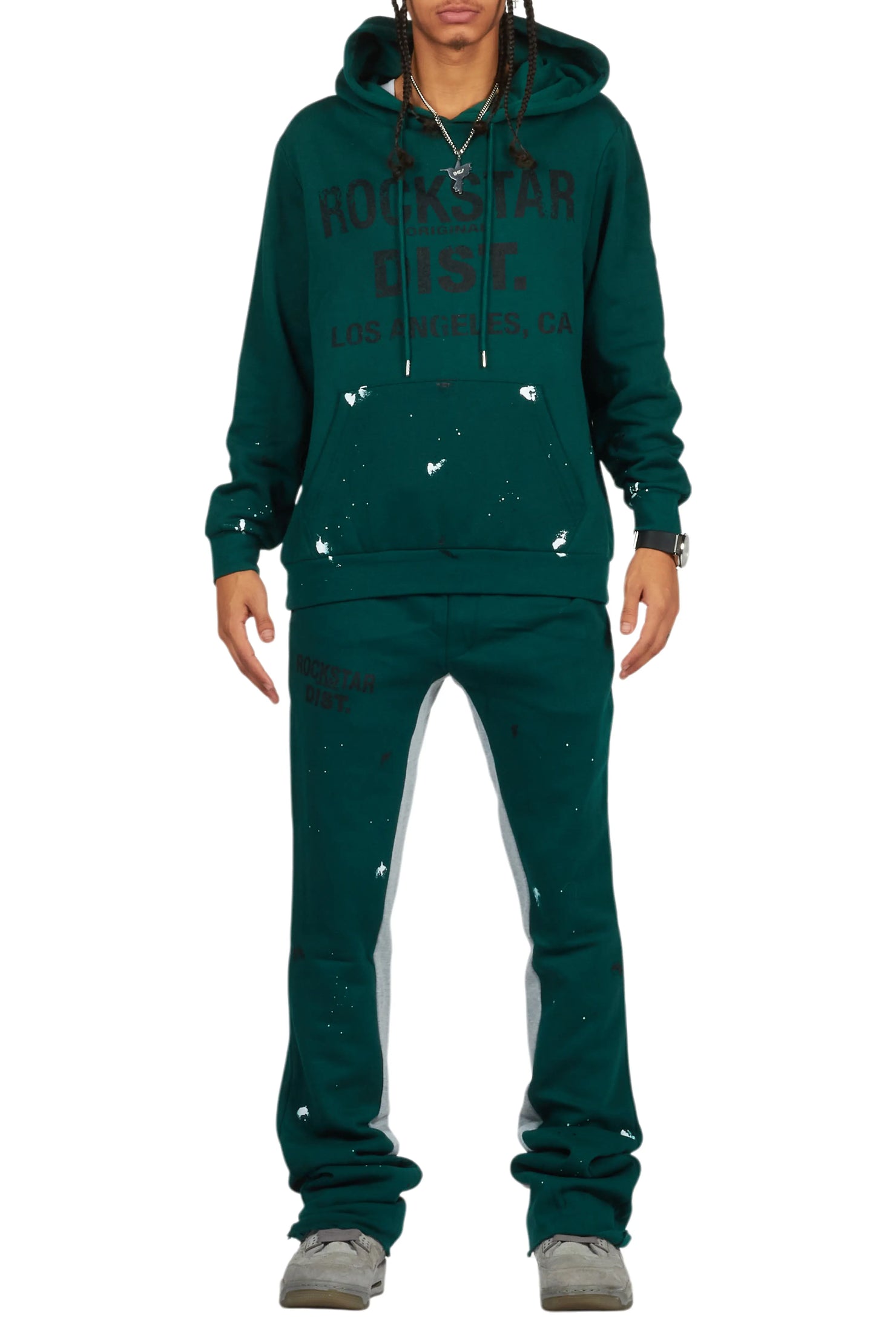Scottie Green/Black Hoodie/Baggy Track Pant Set