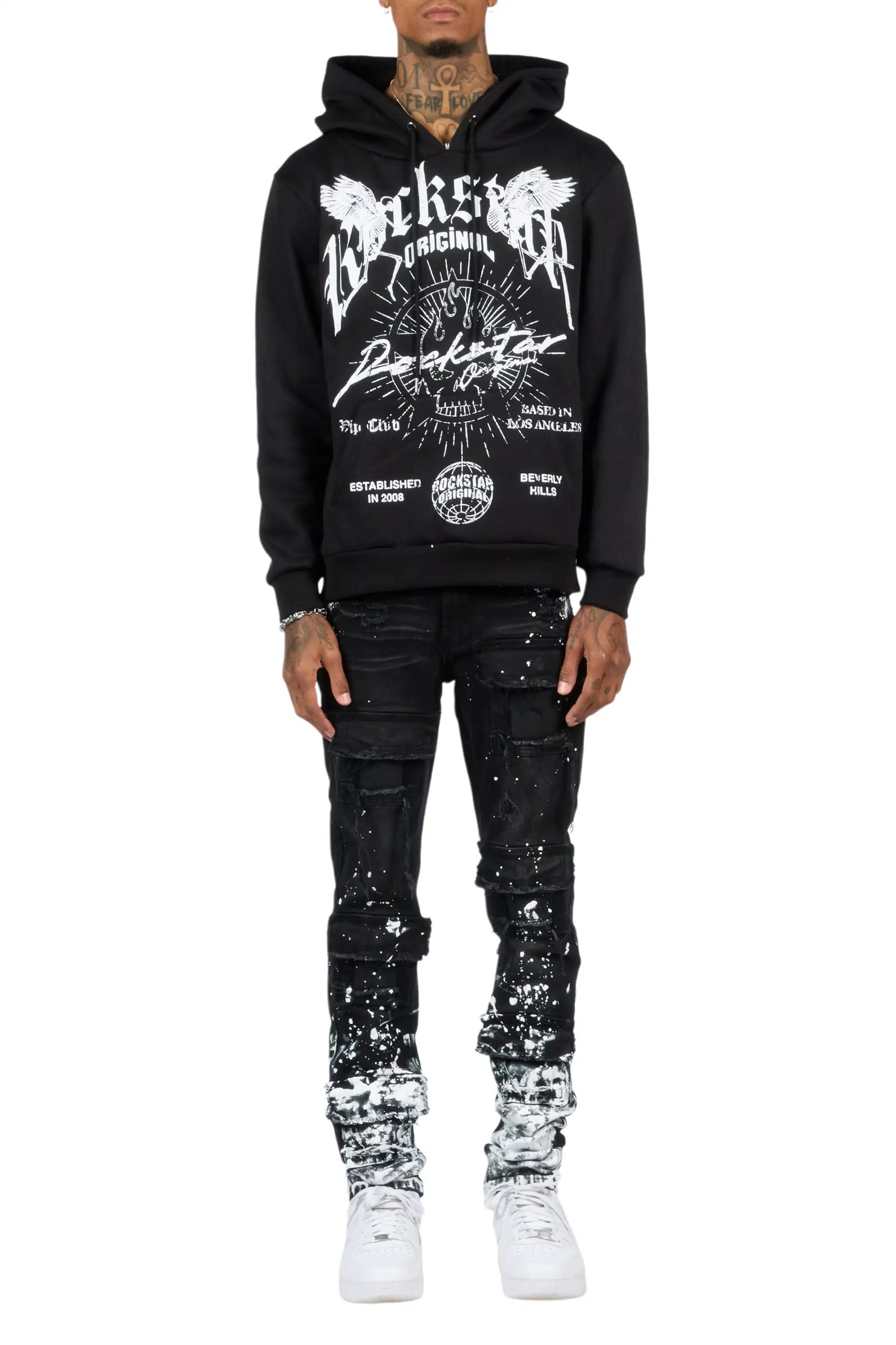 Tally Black/Black Hoodie/Slim Fit Jean Set
