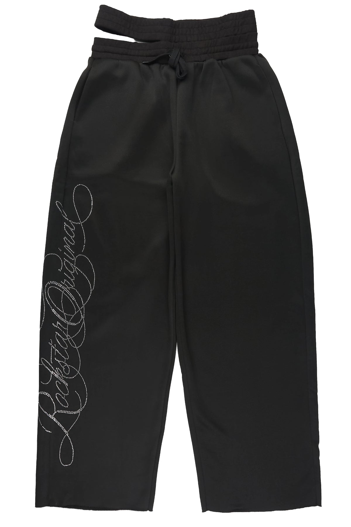 Sharhonda Black Rhinestone Baggy Track Pant