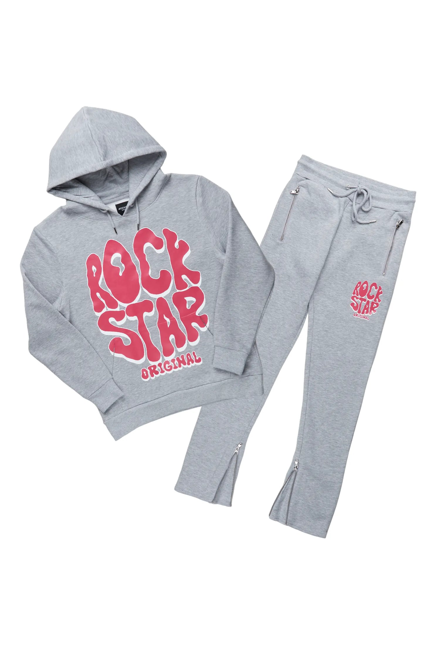 Warblen Grey/Pink Slim Fit Track Set