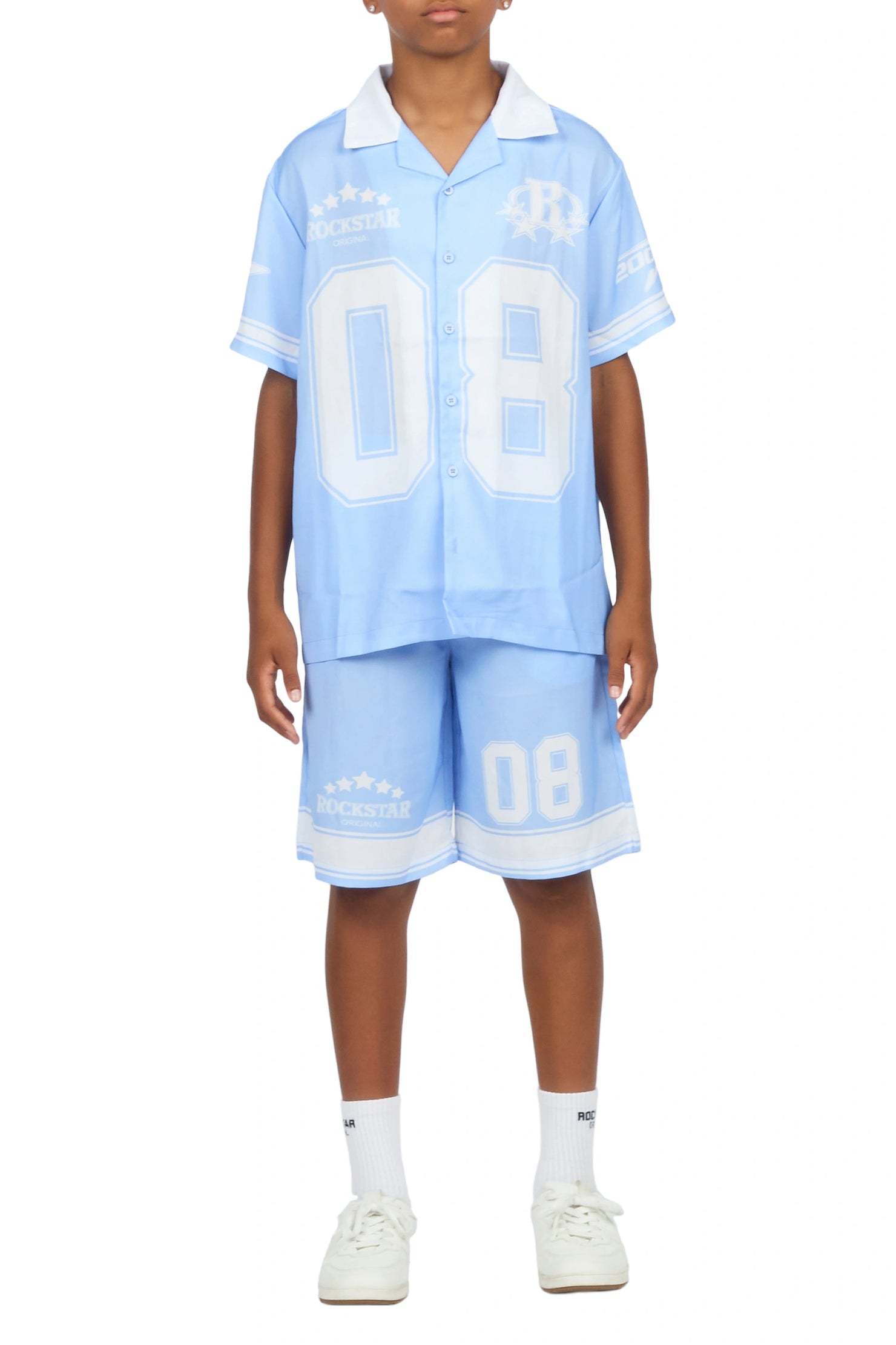 Boys Tim Blue Button Down T-Shirt/Short Set