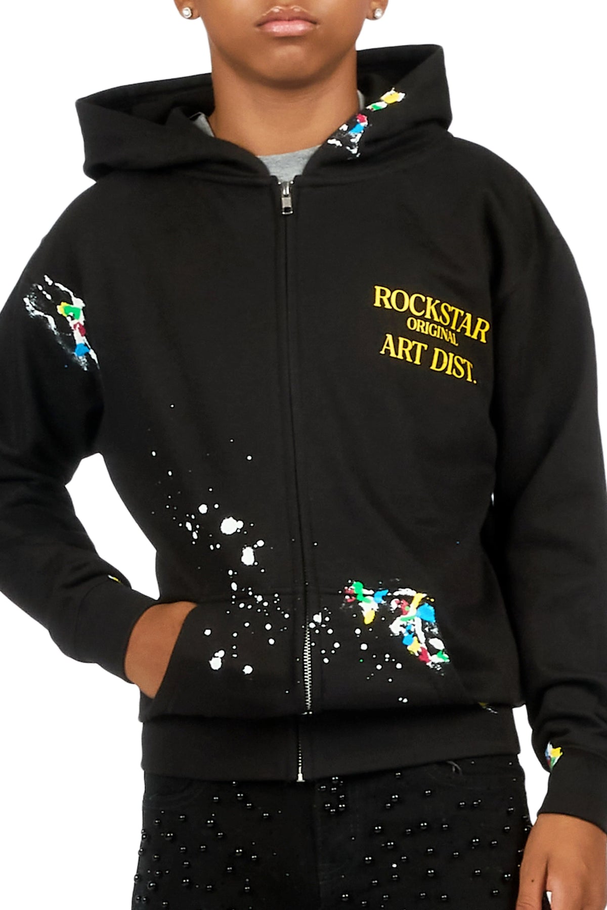 Boys Art Dist Black Graphic Zip Up Hoodie