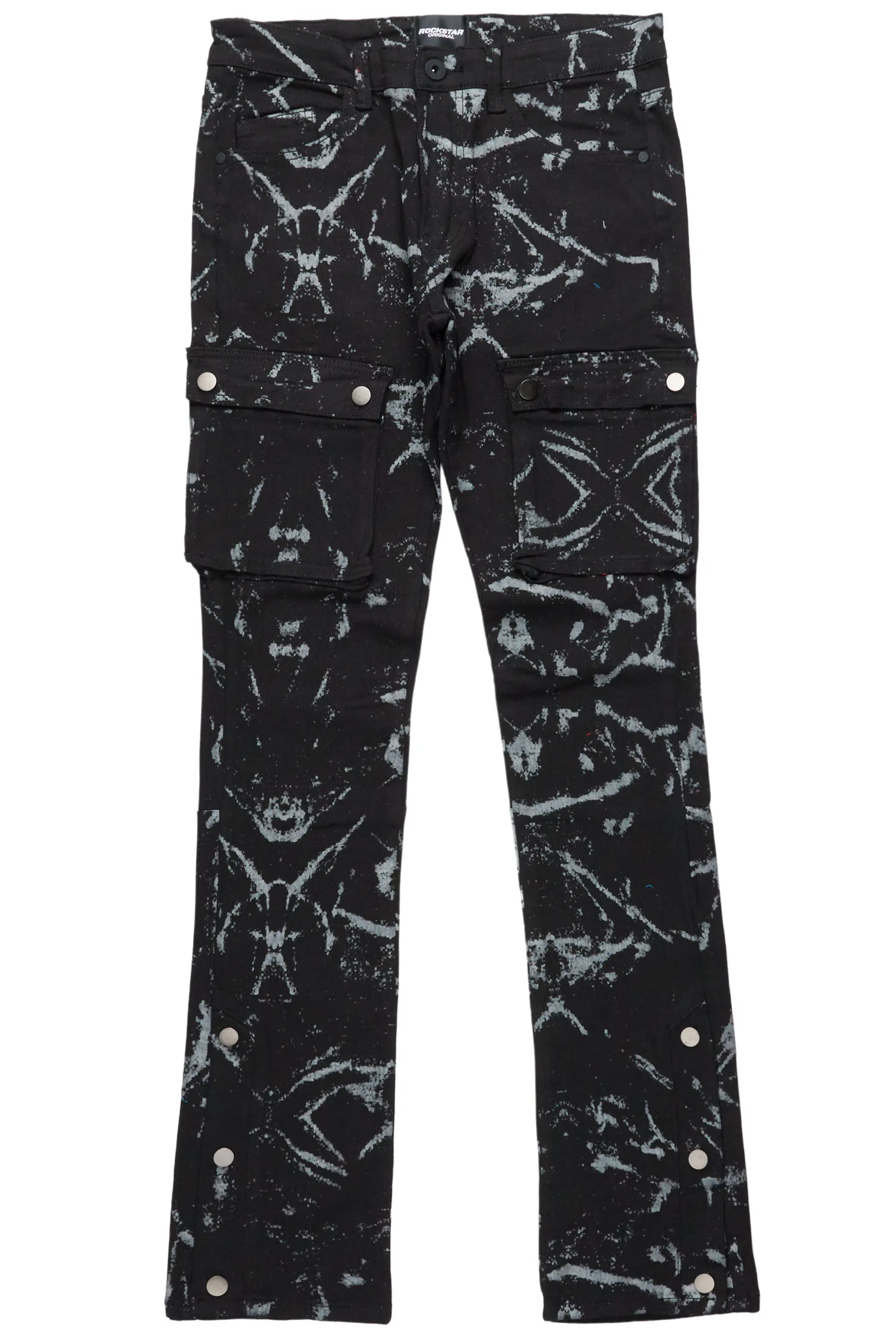 Waage Marble Black Cargo Stacked Flare Jean