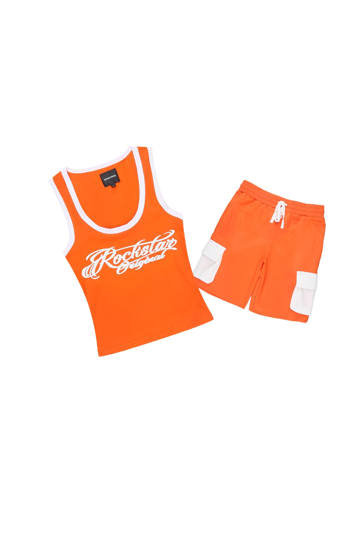 Charise Orange Tank Cargo Short Set
