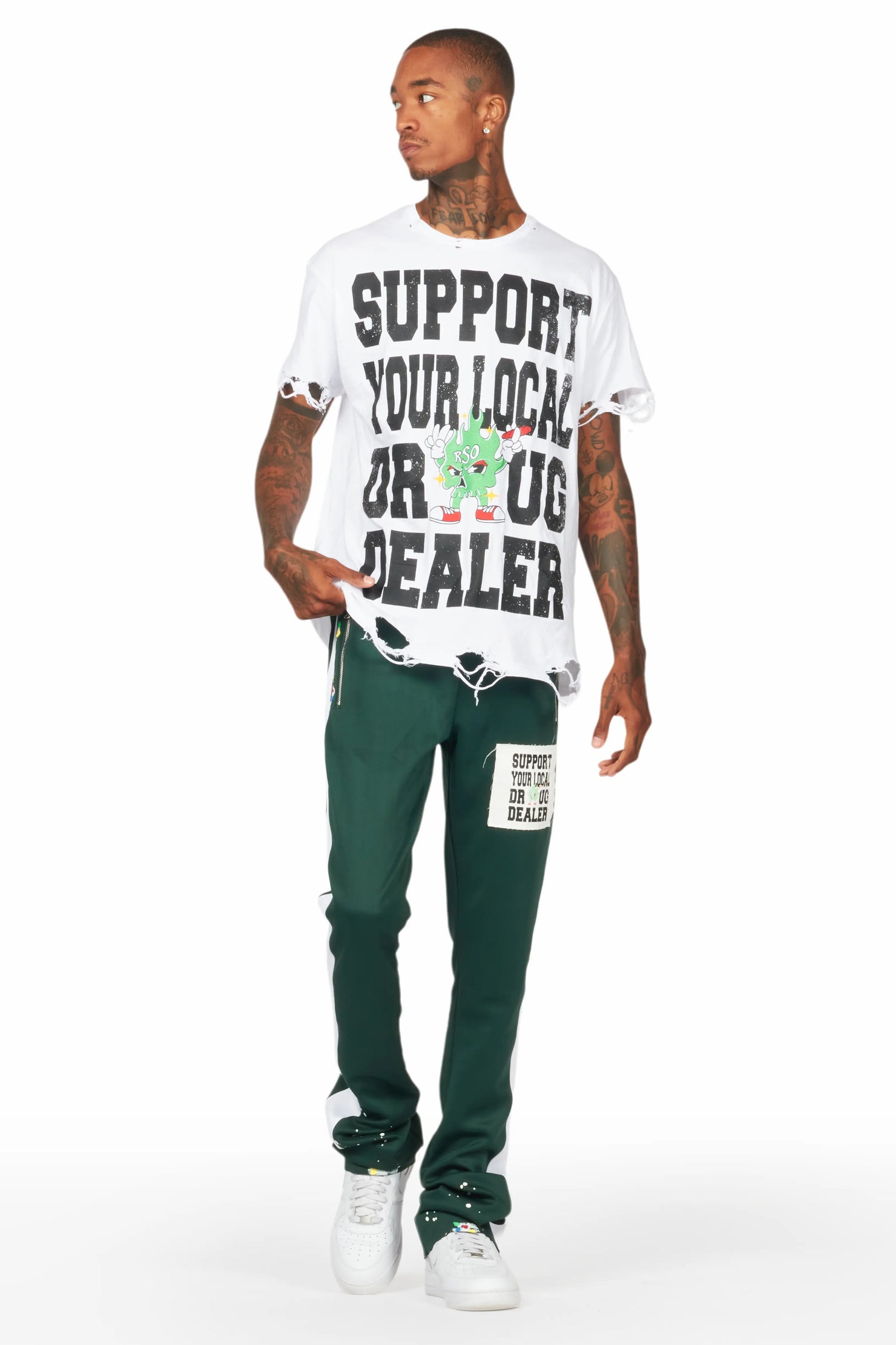 Tarl White/Green T-Shirt/Stacked Flare Track Set