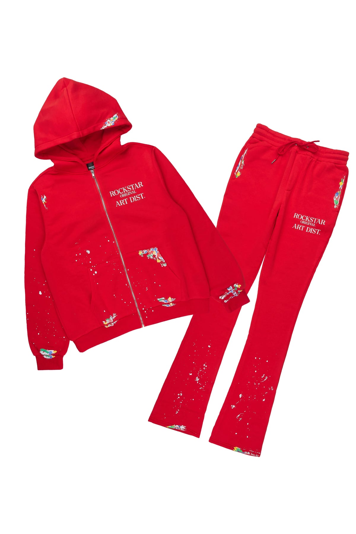 Art Dist Red Zip Up Hoodie/Stacked Track Set