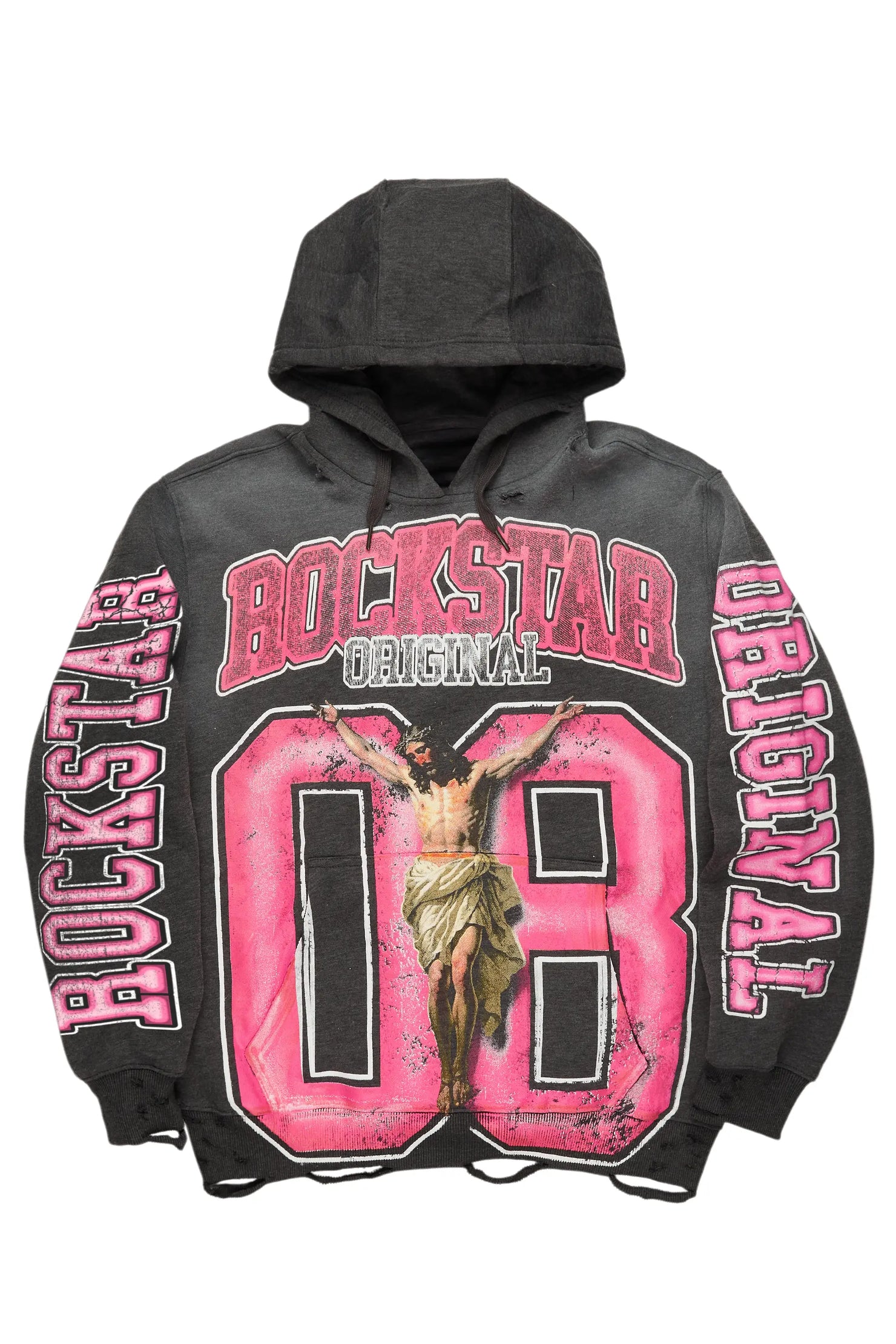 Fields Charcoal Distressed Graphic Hoodie