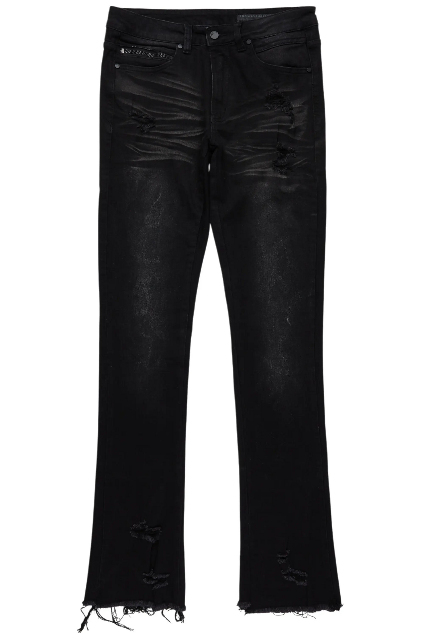 Savag Black Stacked Flare Jean