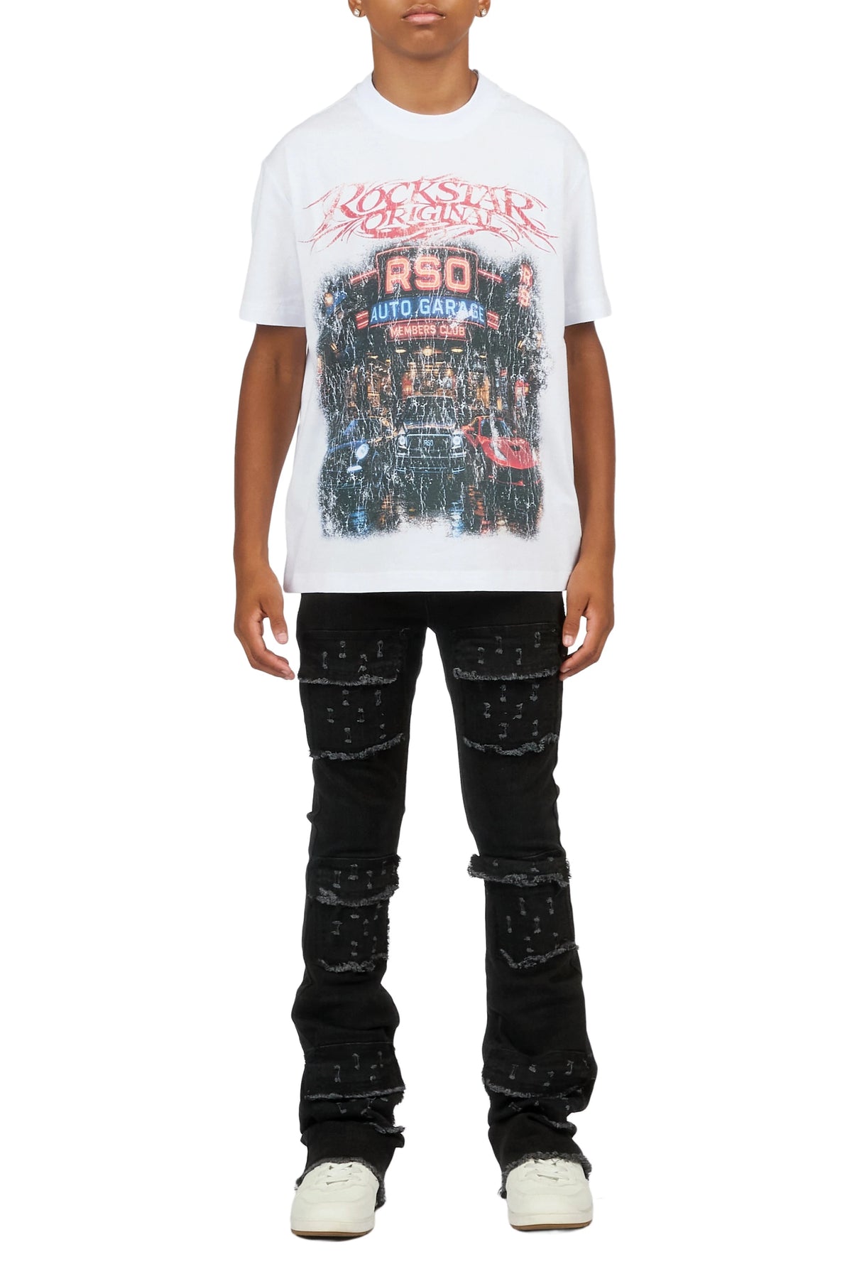 Boys Leonardo Black Stacked Flare Jean