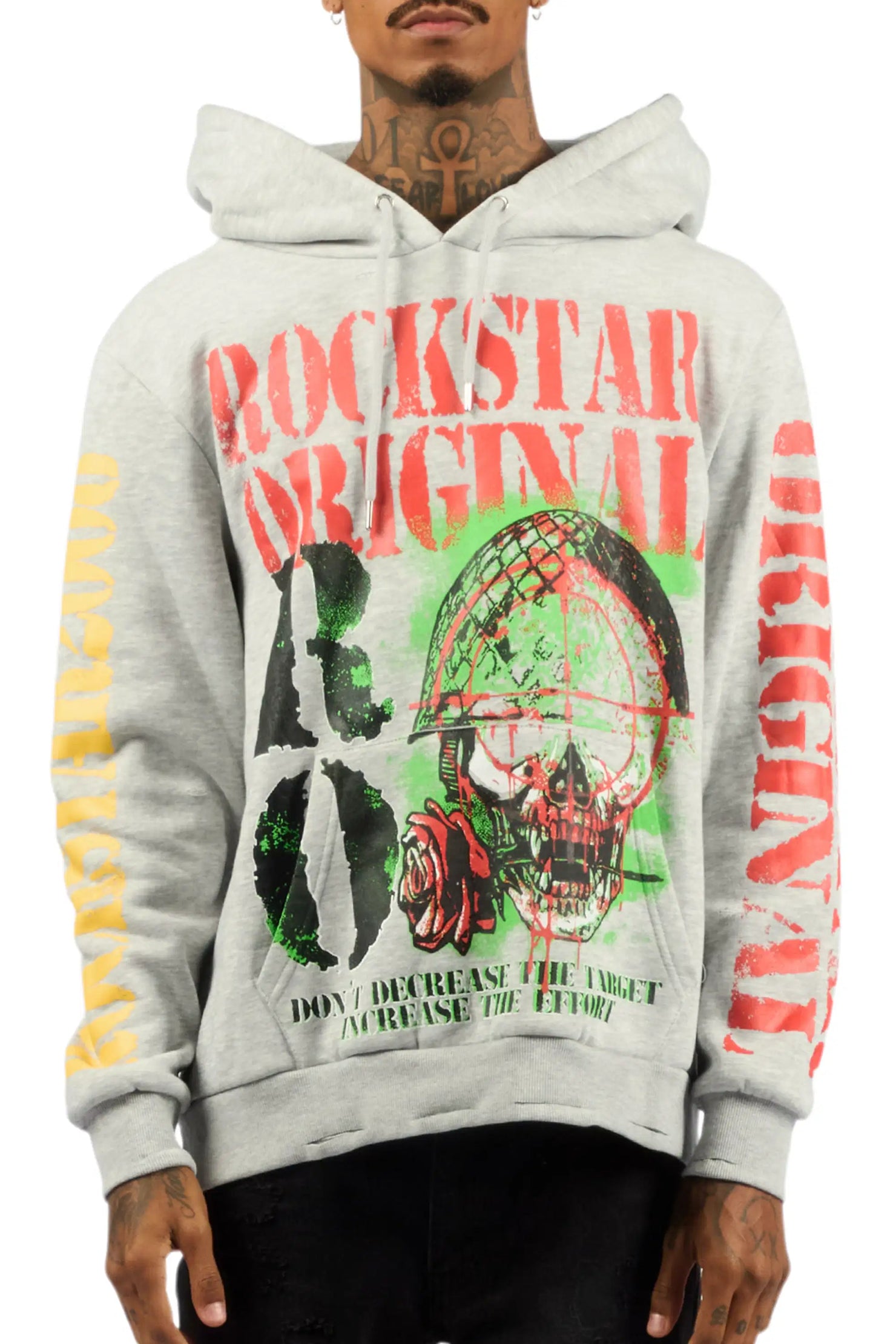 Kilshot Romance Grey Distressed Graphic Hoodie