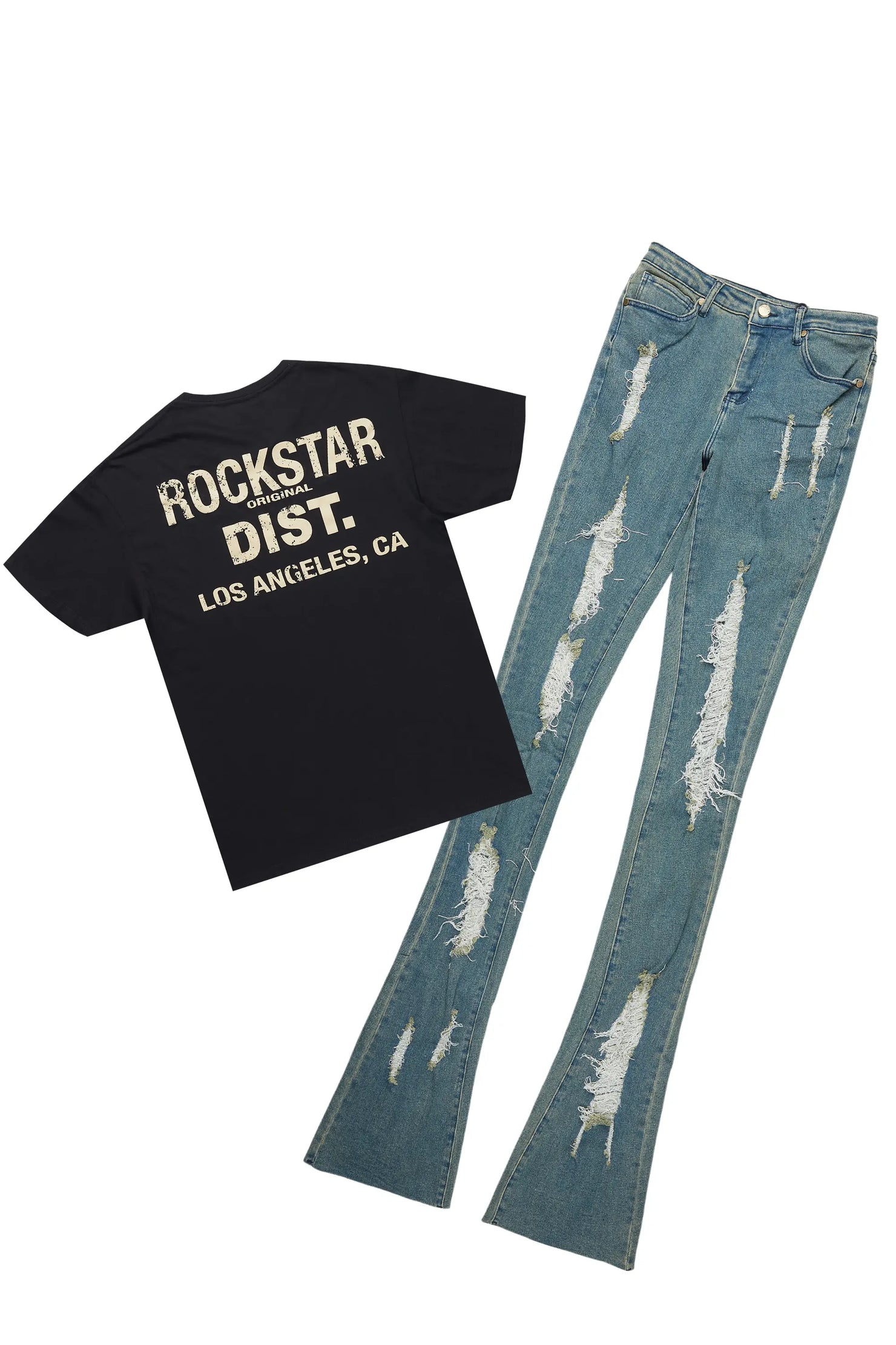 Lathisa Black/Blue T-Shirt & Jean Set
