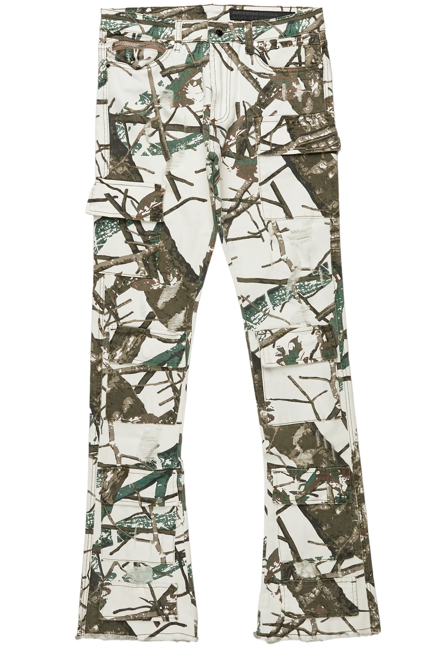 Zander White Tree Camo Stacked Flare Cargo Jean