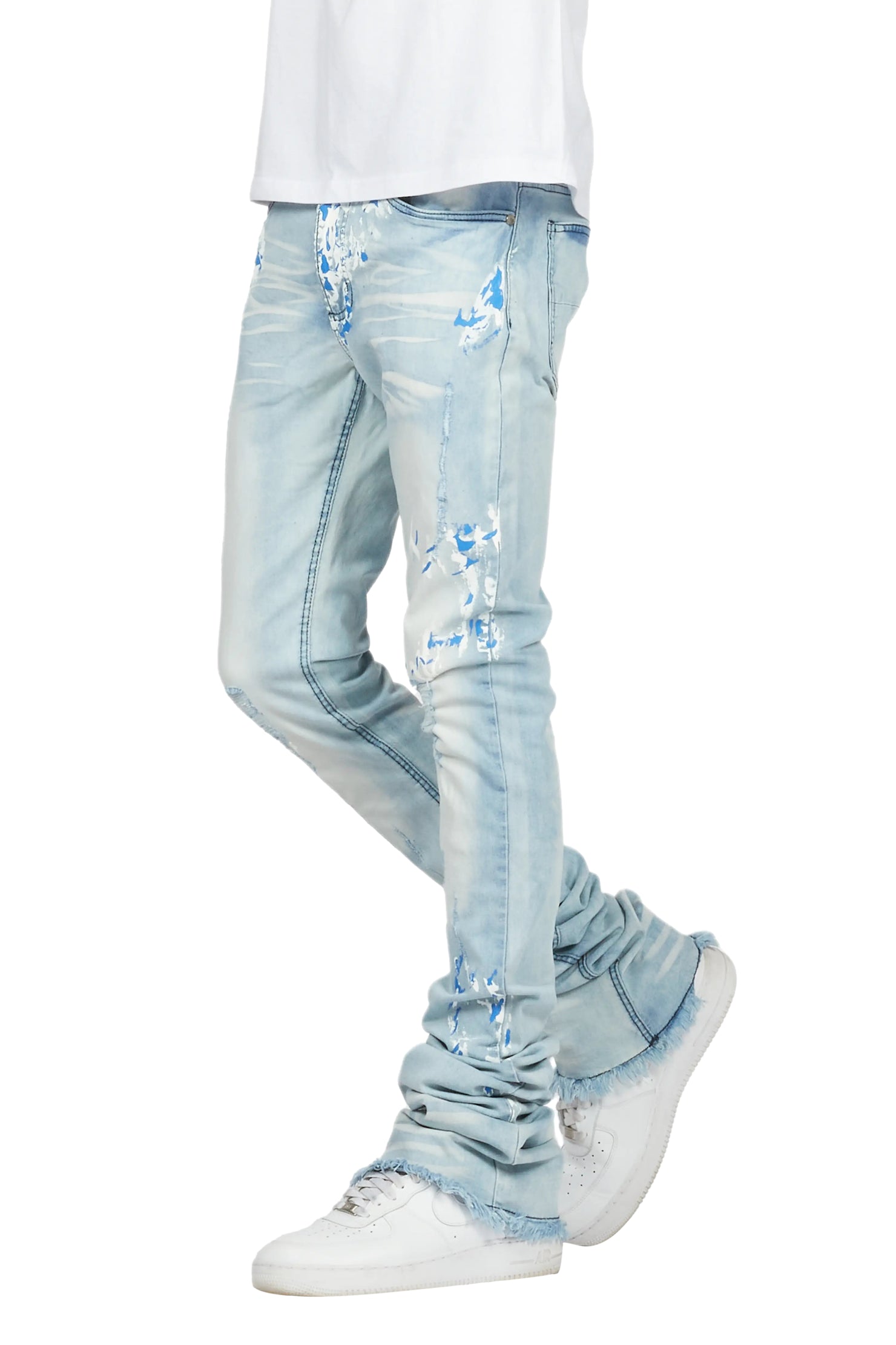 Baraz Blue Painter Super Stacked Flare Jean