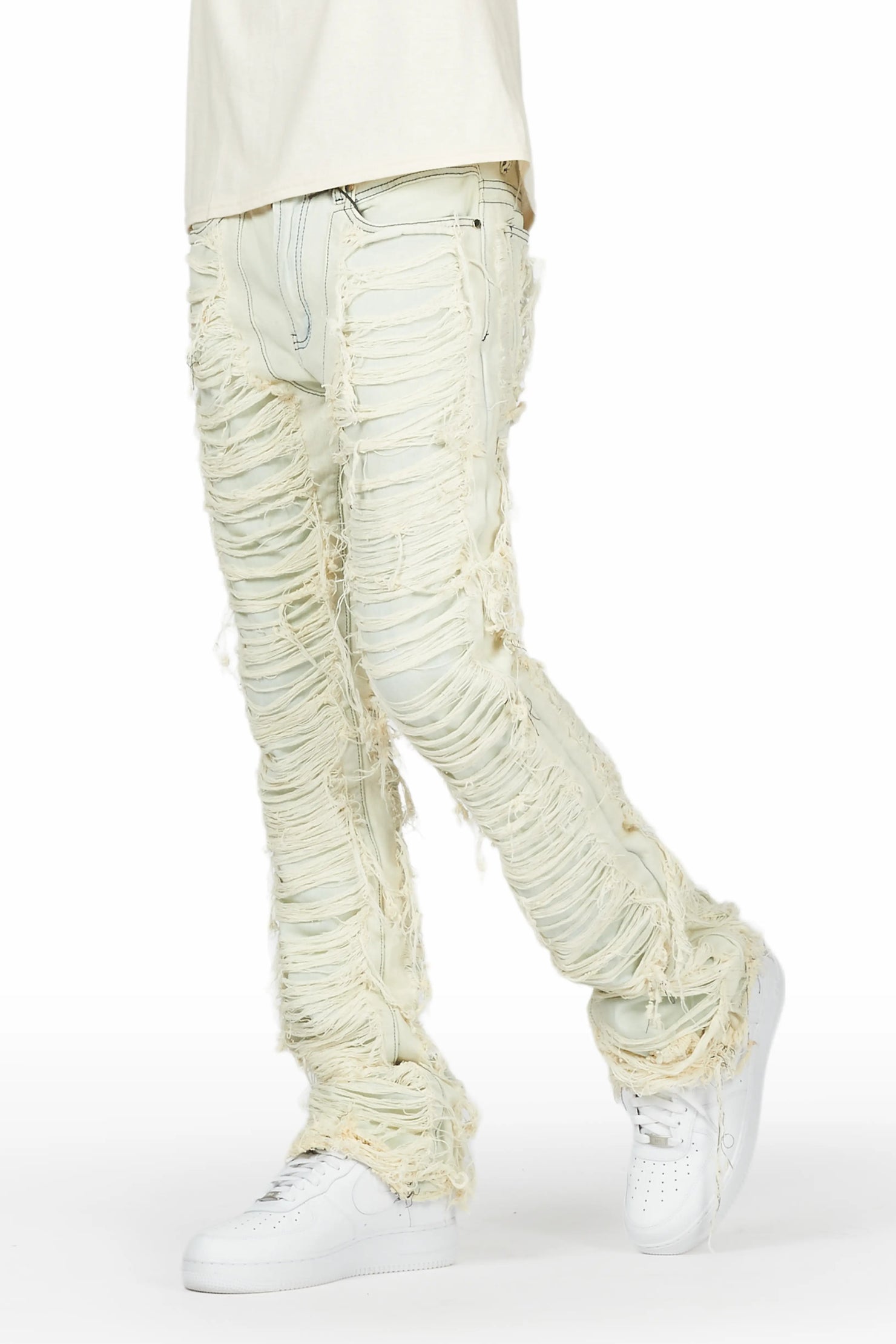 Conrad Light Blue Stacked Flare Jean