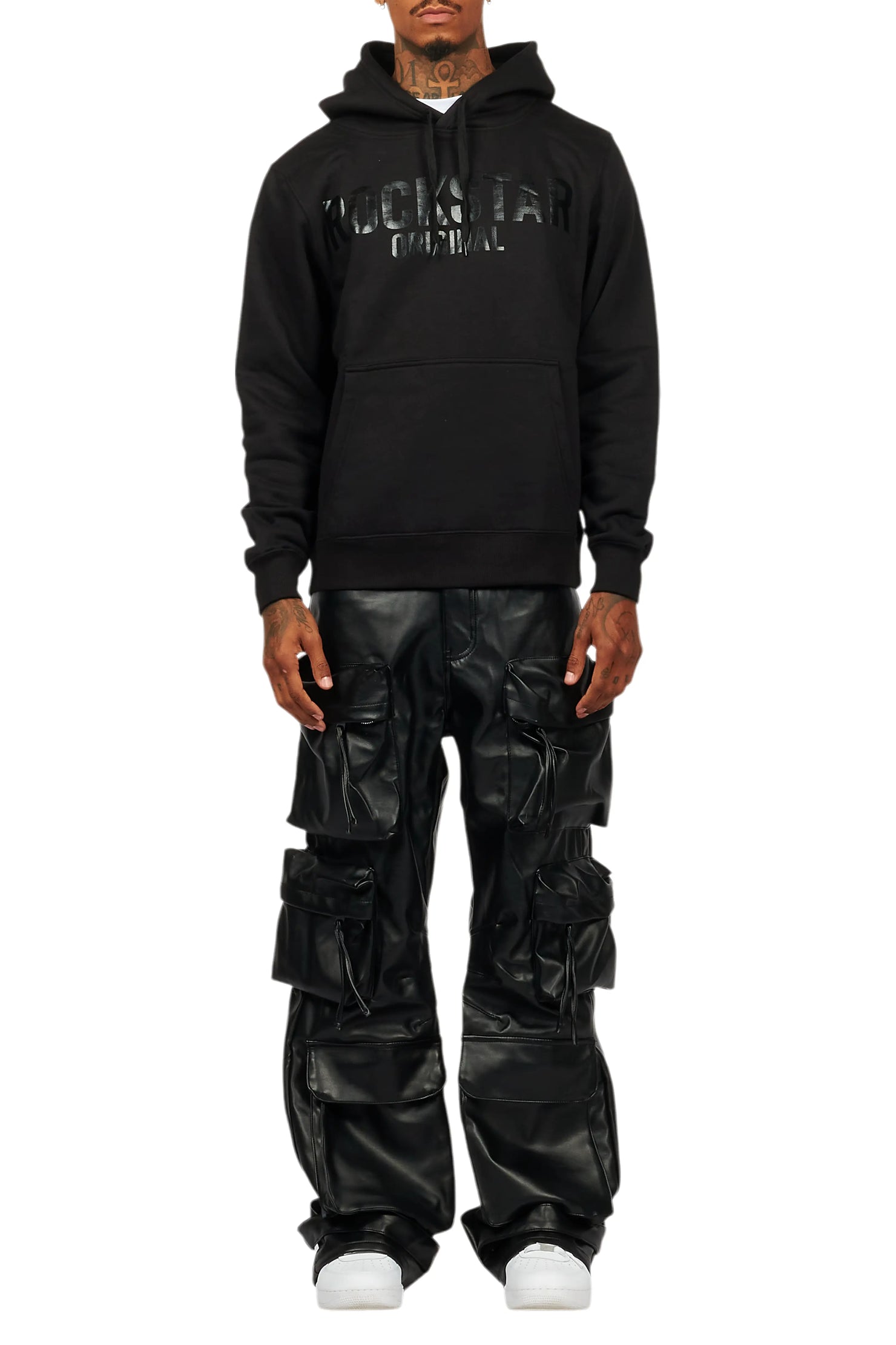 Sana Black Hoodie/Baggy Fit PU Jean Bundle