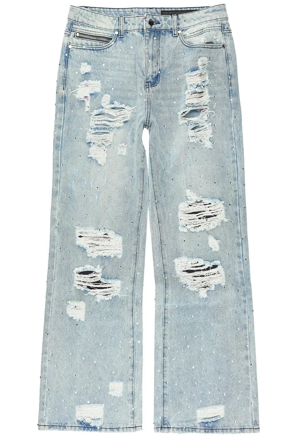 Iden Light Blue Rhinestone Baggy Fit Jean