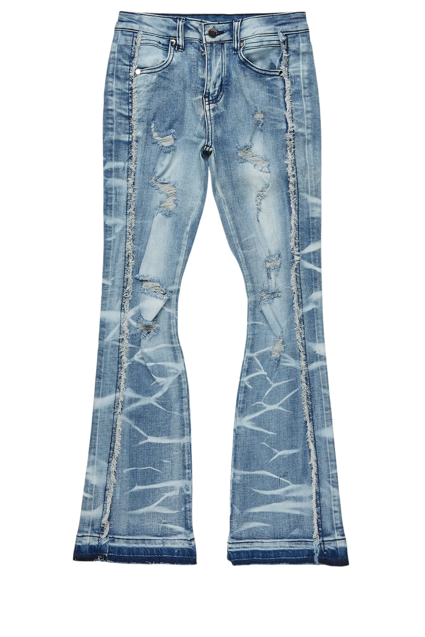 Boys Rugged Blue Stacked Flare Jean