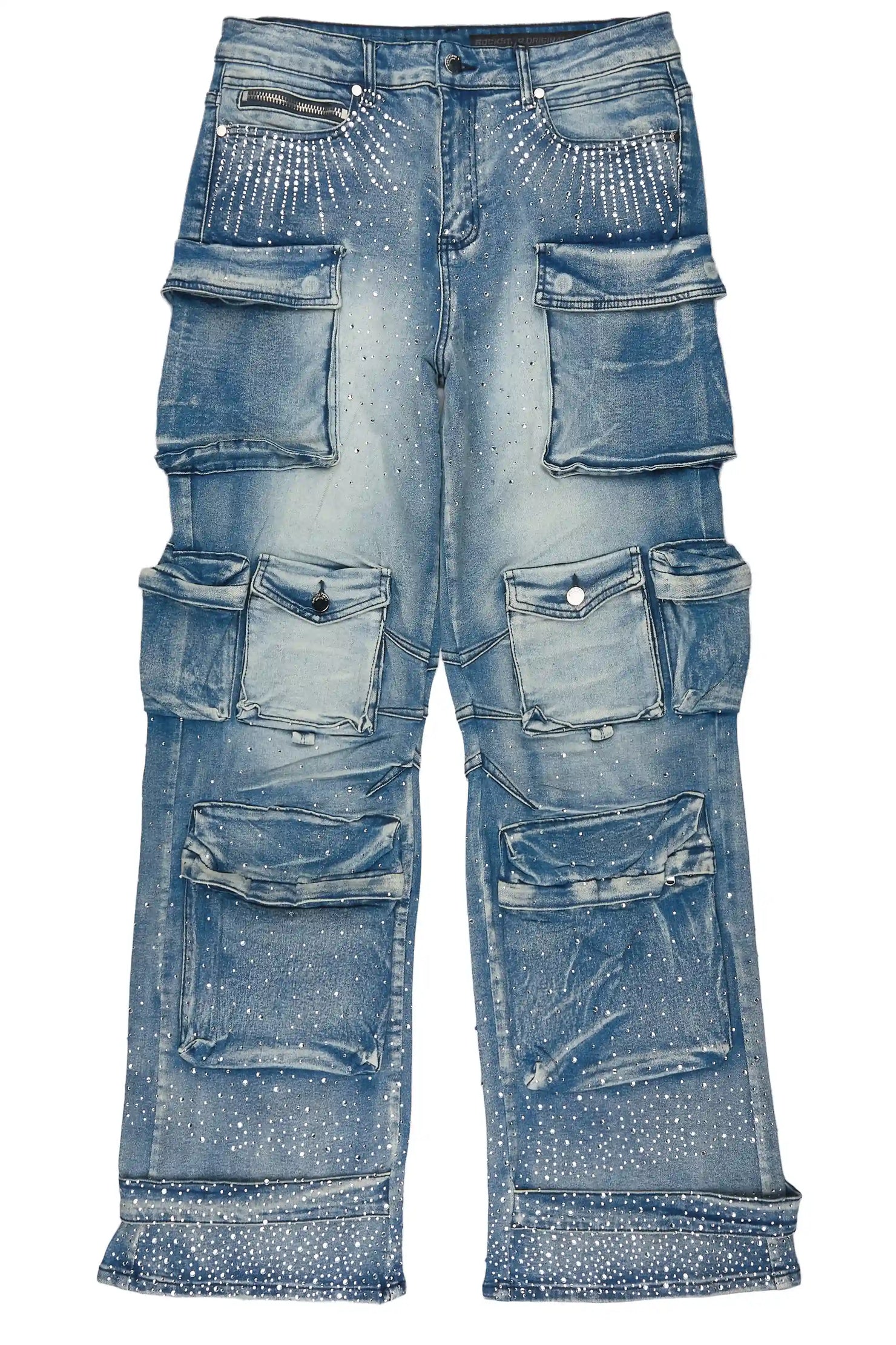 Keoni Light Blue Rhinestone Baggy Fit Jean