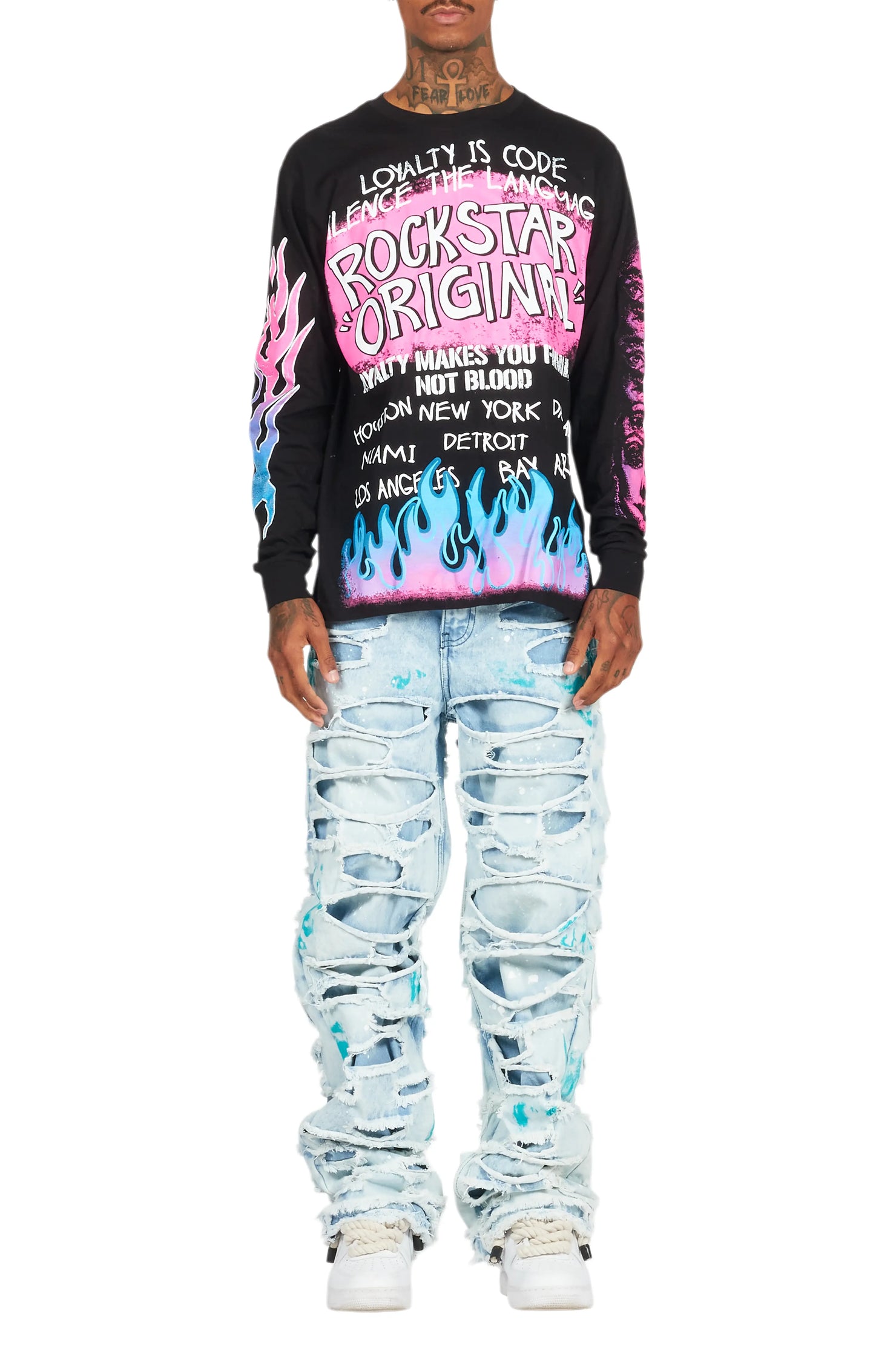 Beno Black/Pink Long Sleeve Graphic T-Shirt