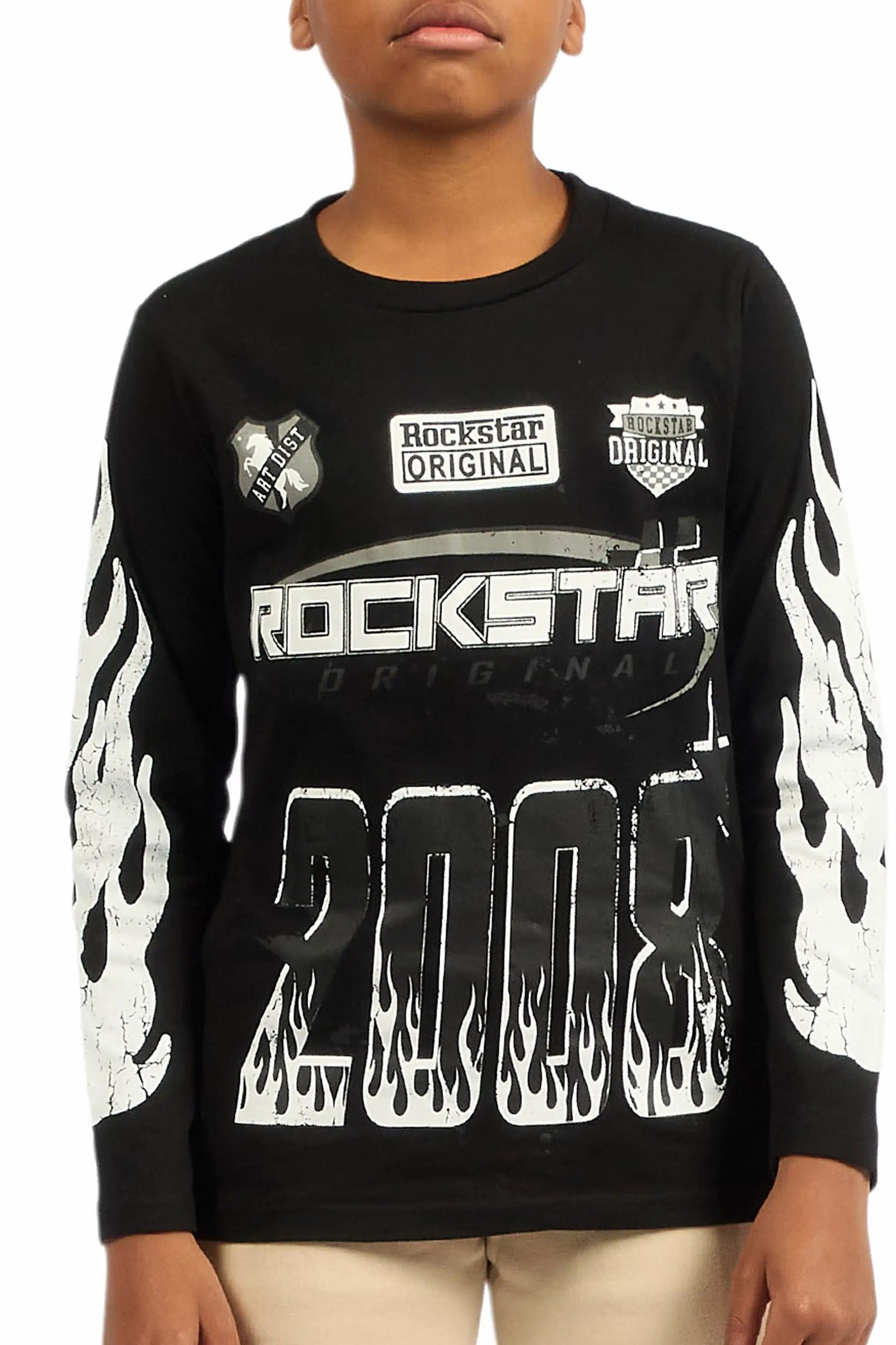 Boys Amos Black Long Sleeve Graphic T-Shirt